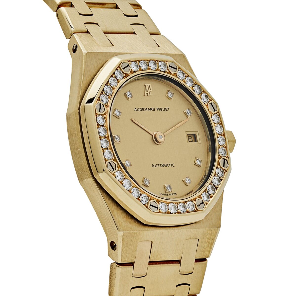 Audemars Piguet Royal Oak 14587/708BA Yellow Gold Champagne Diamond Bezel Diamond Dial (1994) - Image 4