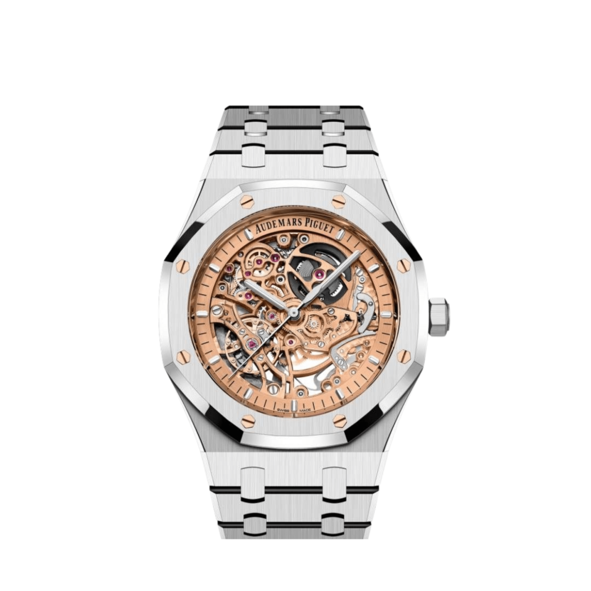 Audemars Piguet Royal Oak 15407ST.OO.1220ST.02 Double Balance Wheel Openworked Stainless Steel Pink Gold-Toned Dial (2024)