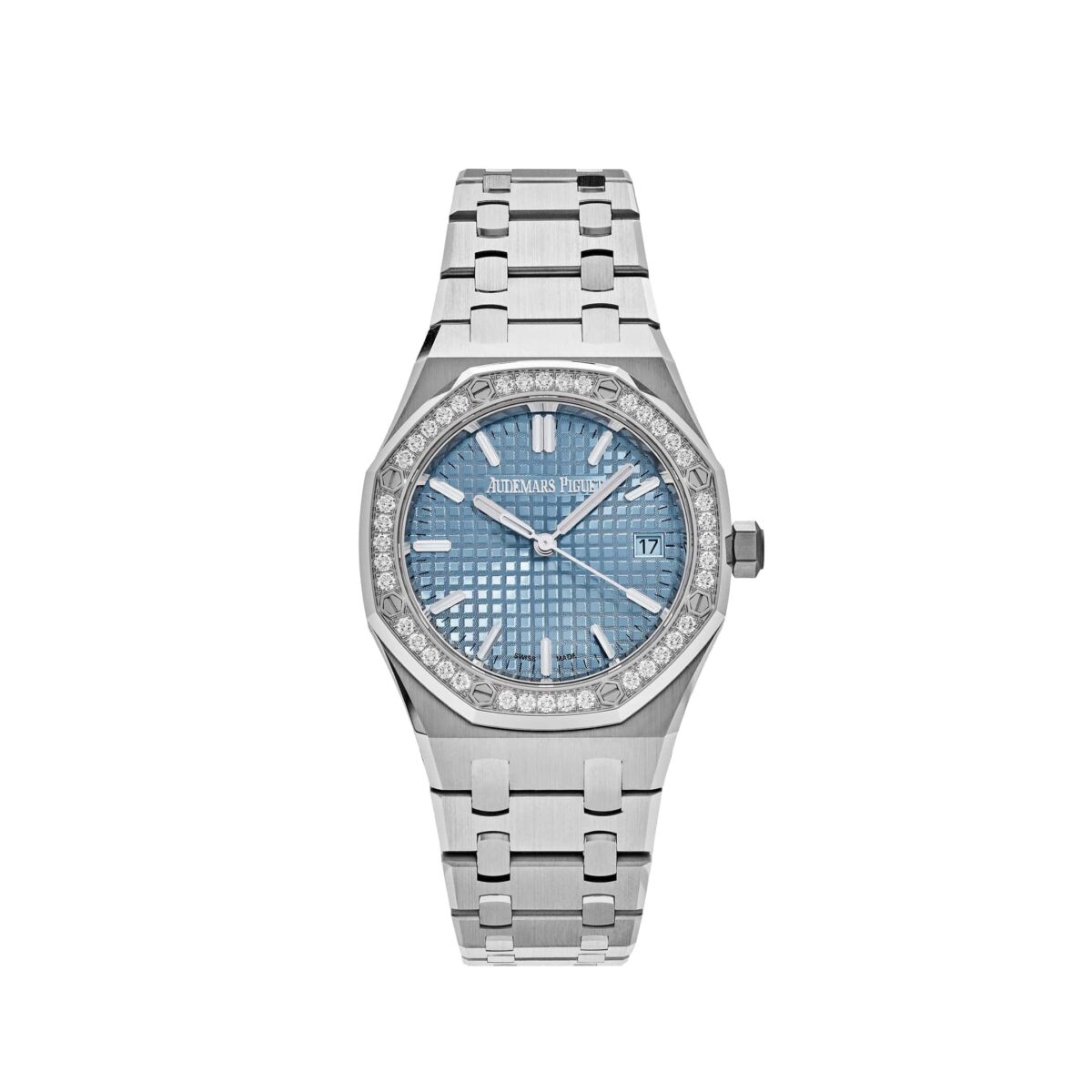 Audemars Piguet Royal Oak 77451ST.ZZ.1361ST.01 Selfwinding '50th Anniversary' Stainless Steel Light Blue Dial Diamond Bezel (2023)