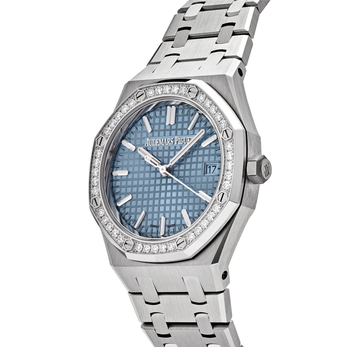 Audemars Piguet Royal Oak 77451ST.ZZ.1361ST.01 Selfwinding '50th Anniversary' Stainless Steel Light Blue Dial Diamond Bezel (2023) - Image 3