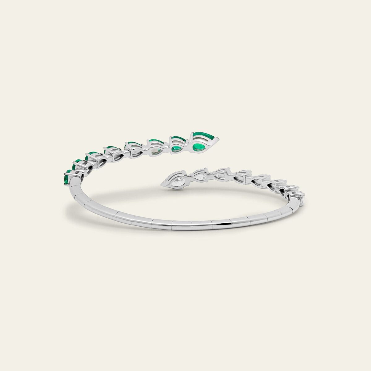 Diamond and Emerald Bypass Cuff Bracelet - Image 4