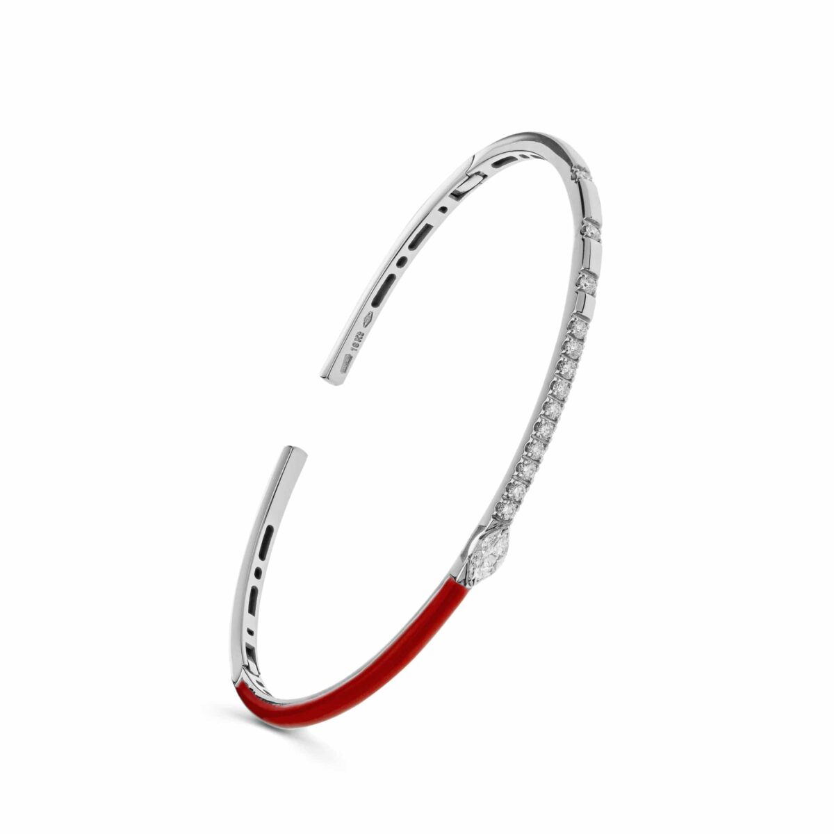 Diamond and Red Enamel Bangle - Image 3