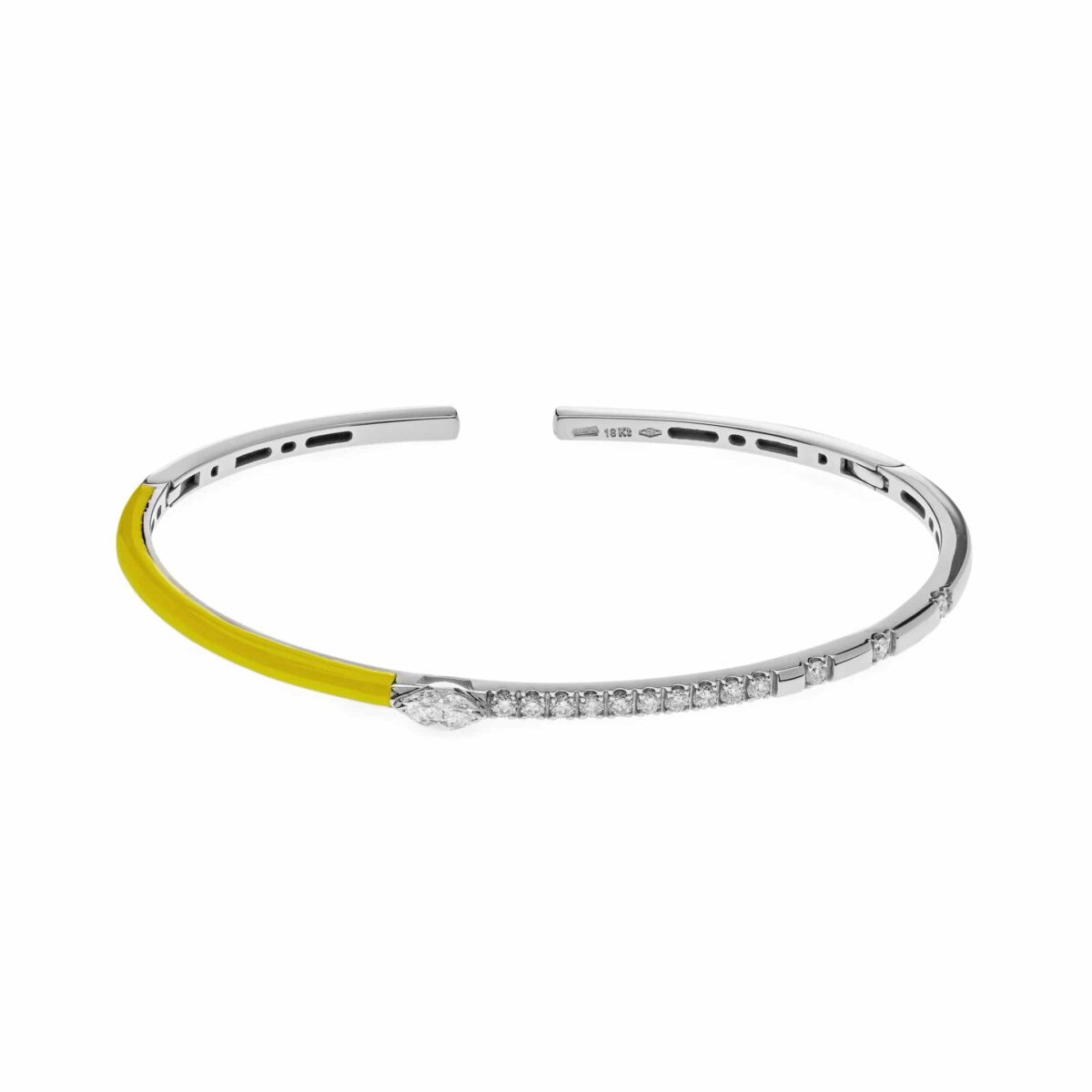 Diamond and Yellow Enamel Bangle