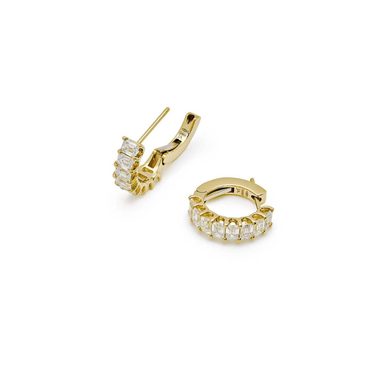 Emerald-Cut Diamond Hoop Earrings - Image 3