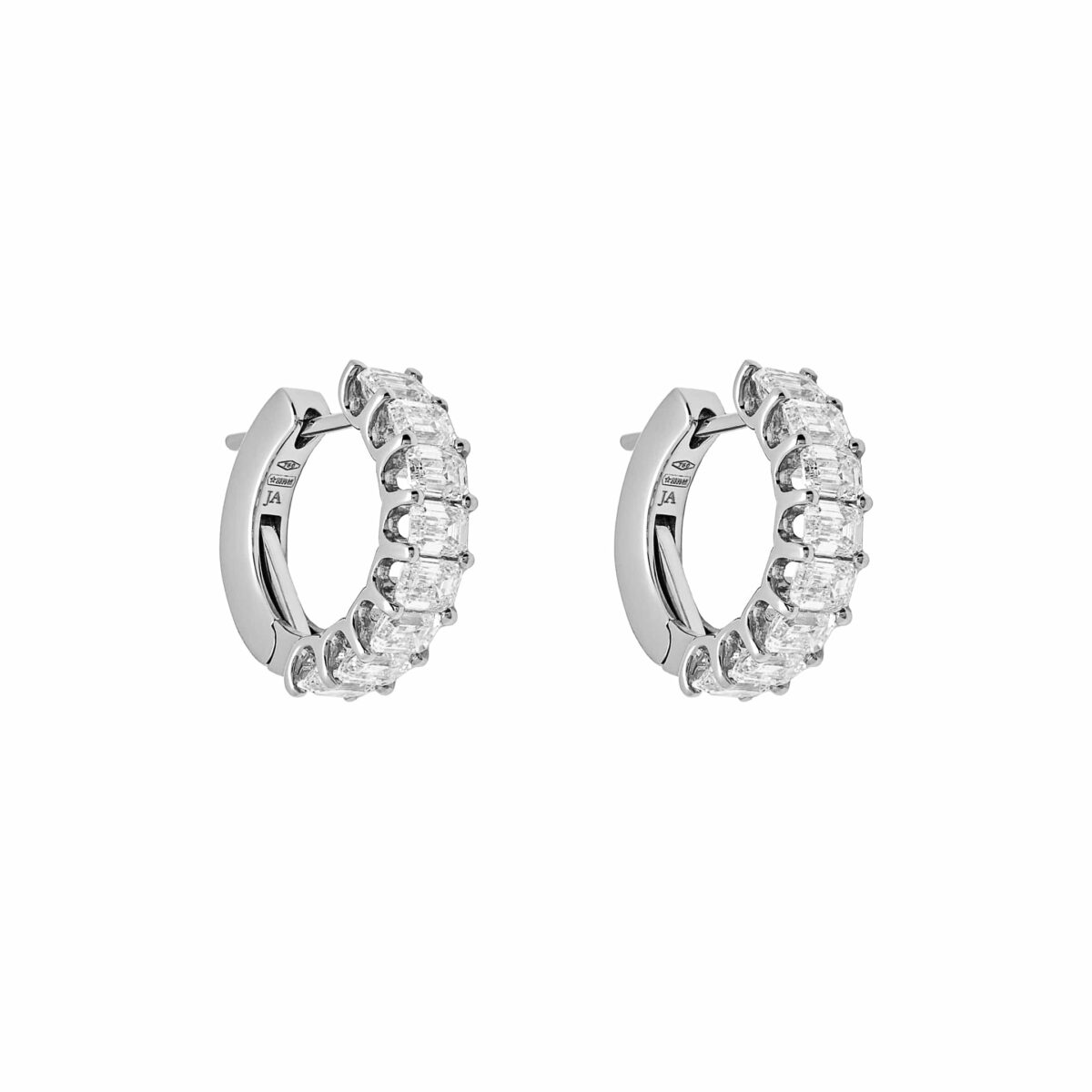 Emerald-Cut Diamond Hoop Earrings