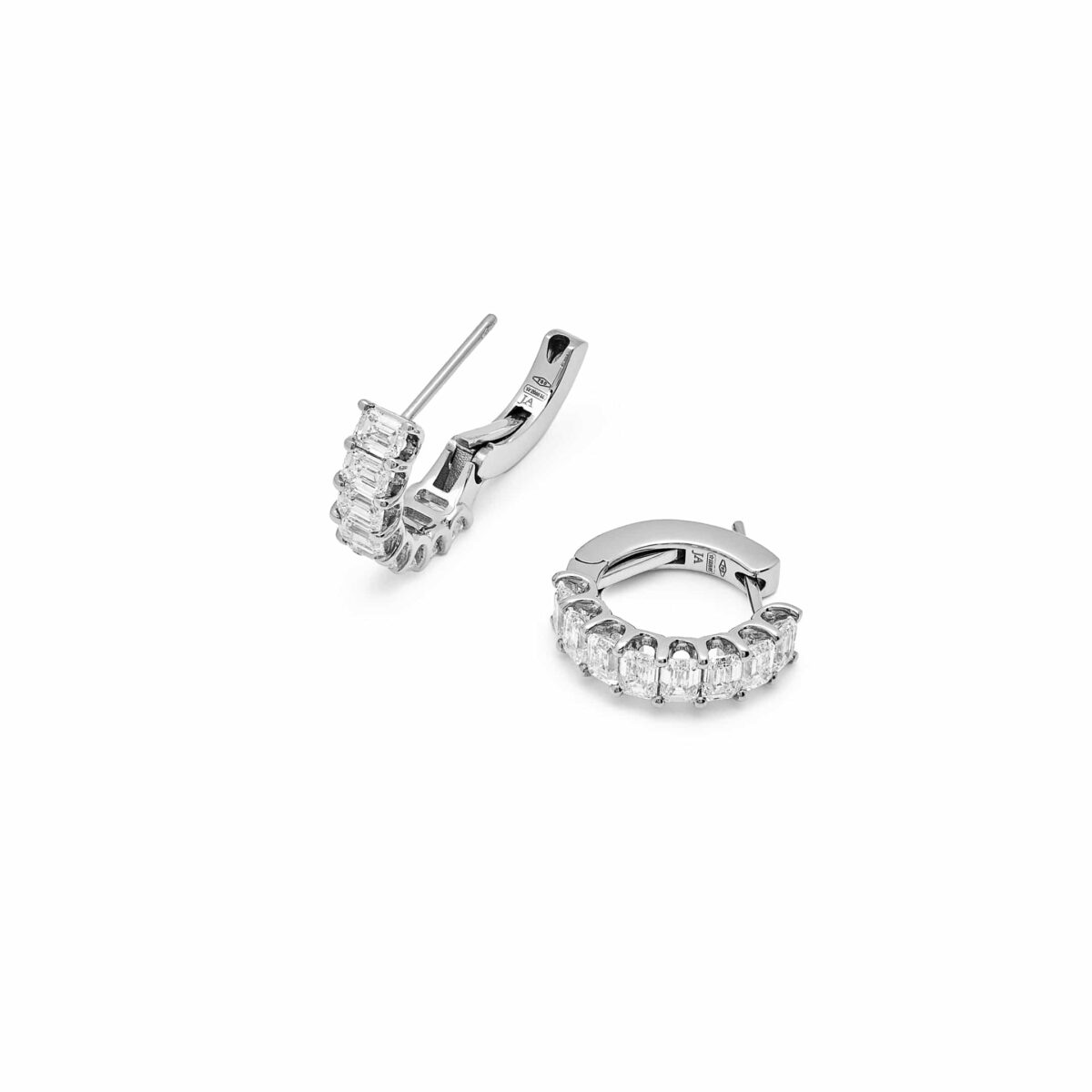 Emerald-Cut Diamond Hoop Earrings - Image 3