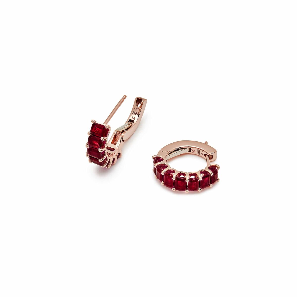 Emerald-Cut Ruby Hoop Earrings - Image 3