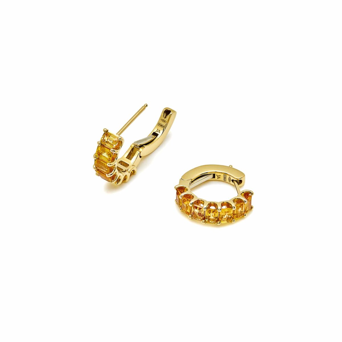 Emerald-Cut Yellow Sapphire Hoop Earrings - Image 3