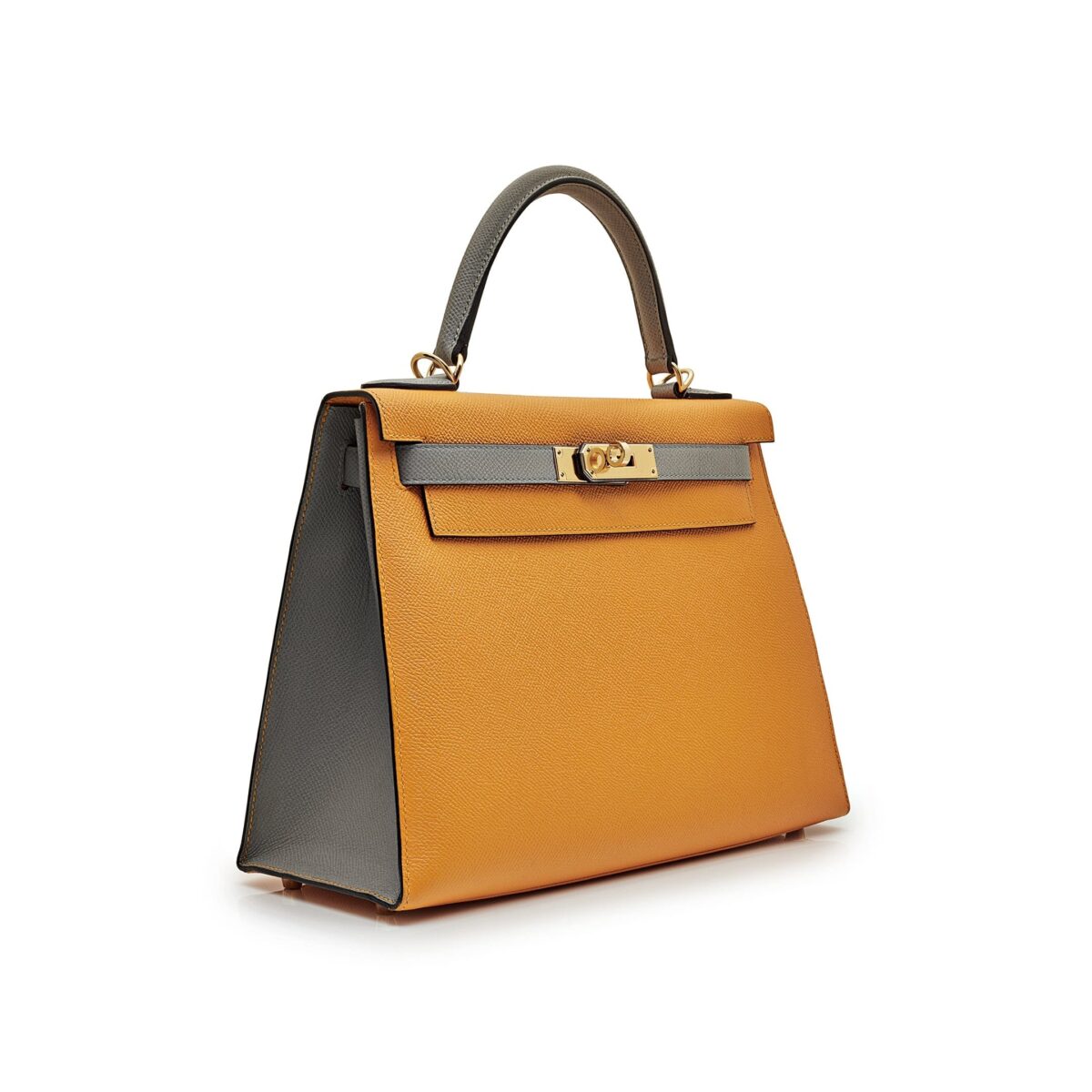 Hermès Kelly 28 Epsom Horseshoe Stamp Jaune Dor/Gris Mouette Gold Hardware - Image 4