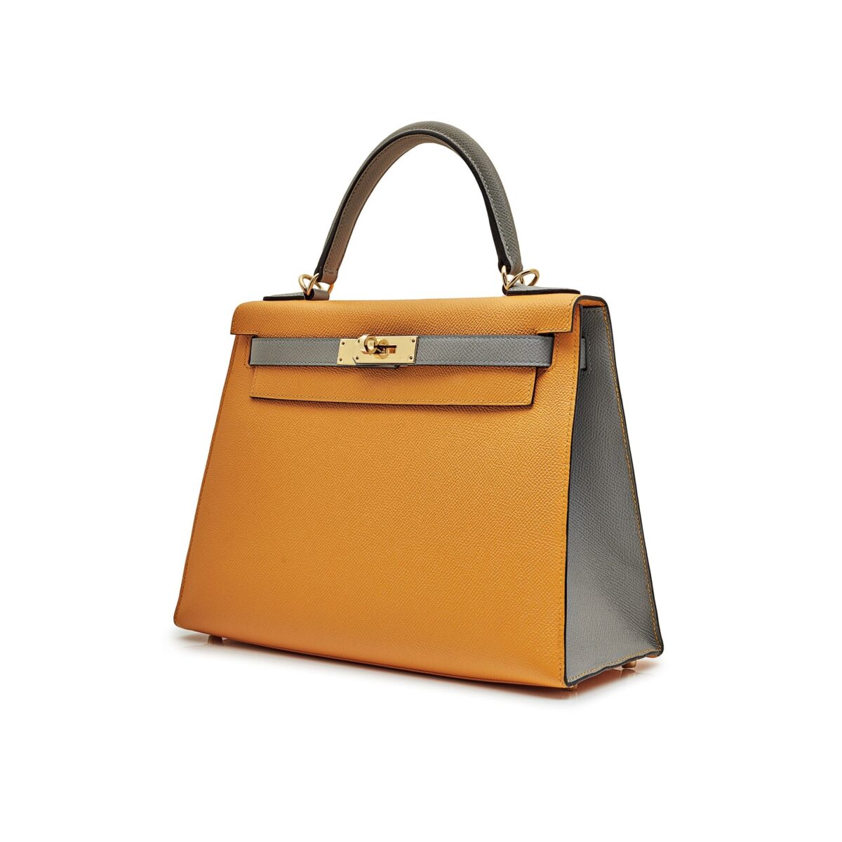 Hermès Kelly 28 Epsom Horseshoe Stamp Jaune Dor/Gris Mouette Gold Hardware - Image 5