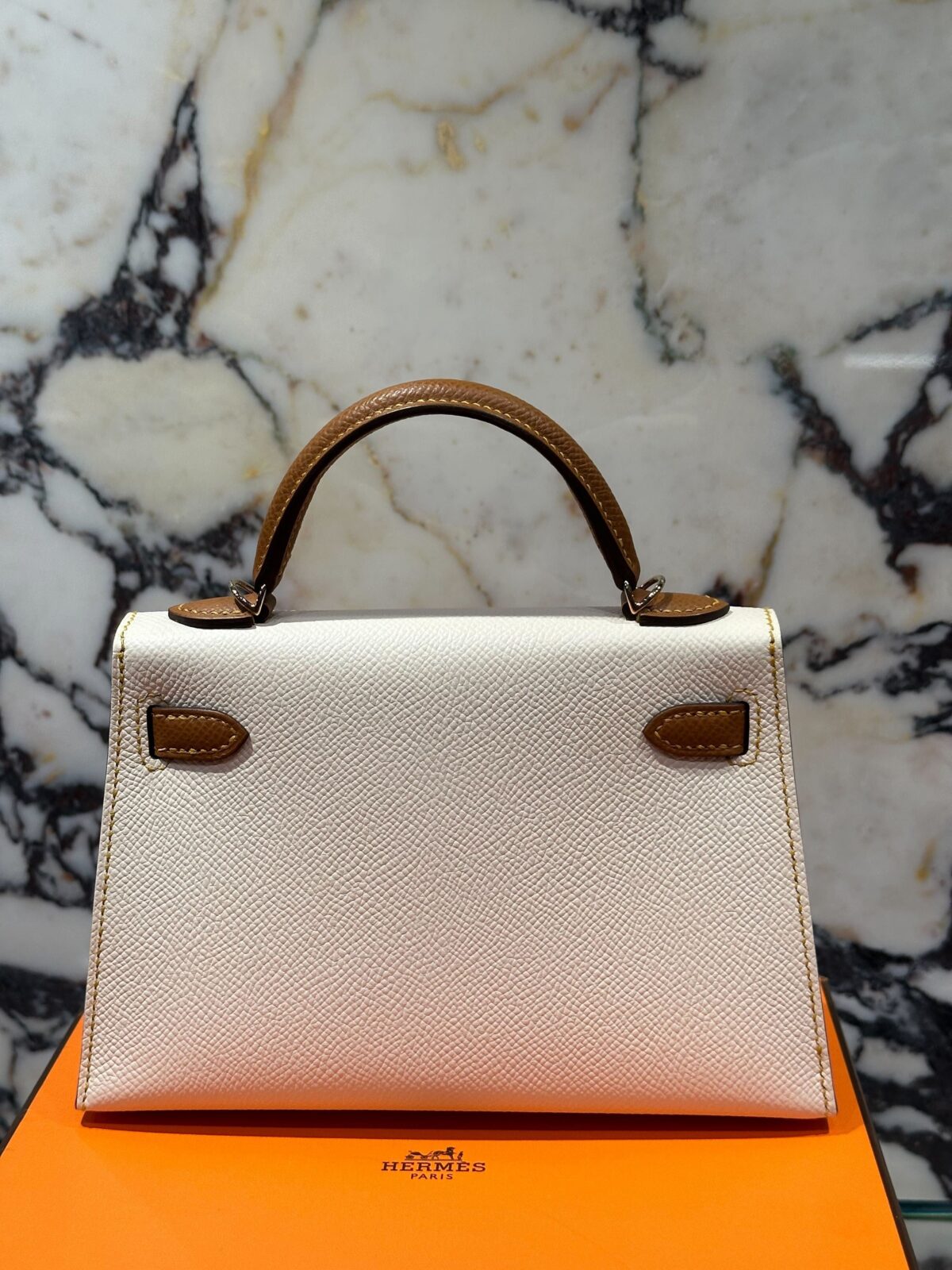 Hermès Kelly II Sellier Mini 20 Classic Skin Perso Craie Gold Special Order Palladium Hardware - Image 5