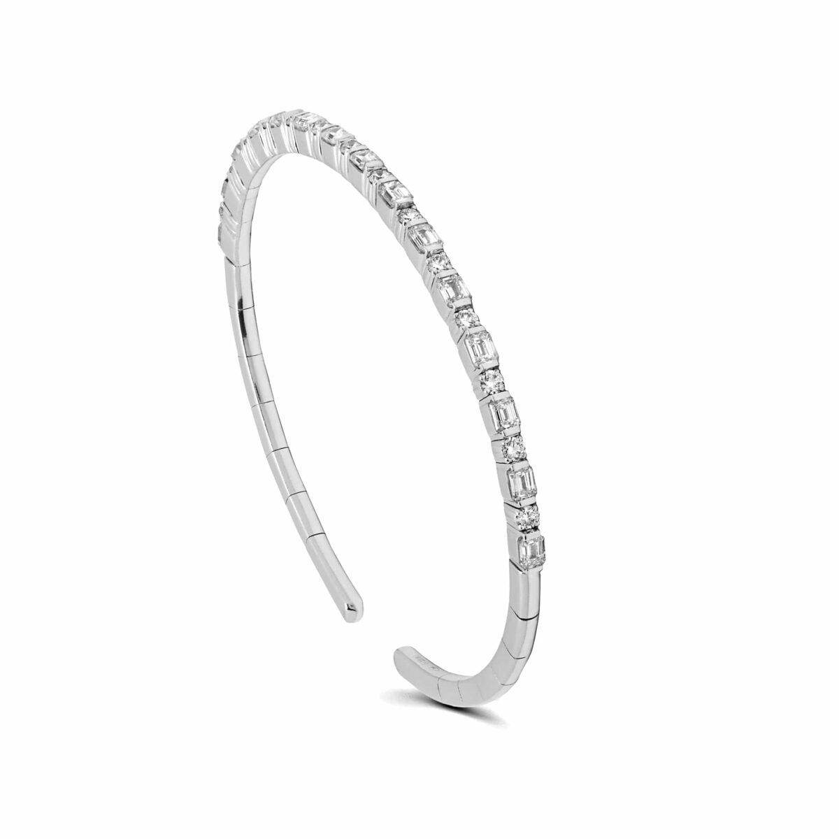 Mixed Diamond Flexible Cuff Bracelet - Image 3