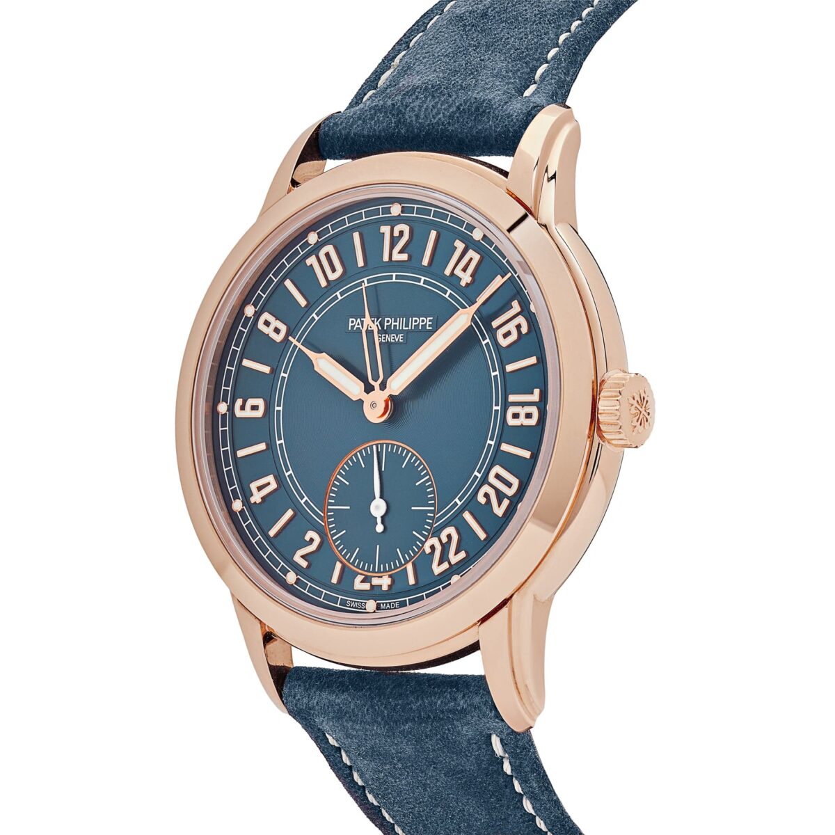 Patek Philippe Complications Calatrava 5224R-001 Travel Time Rose Gold Navy Blue Dial - Image 3