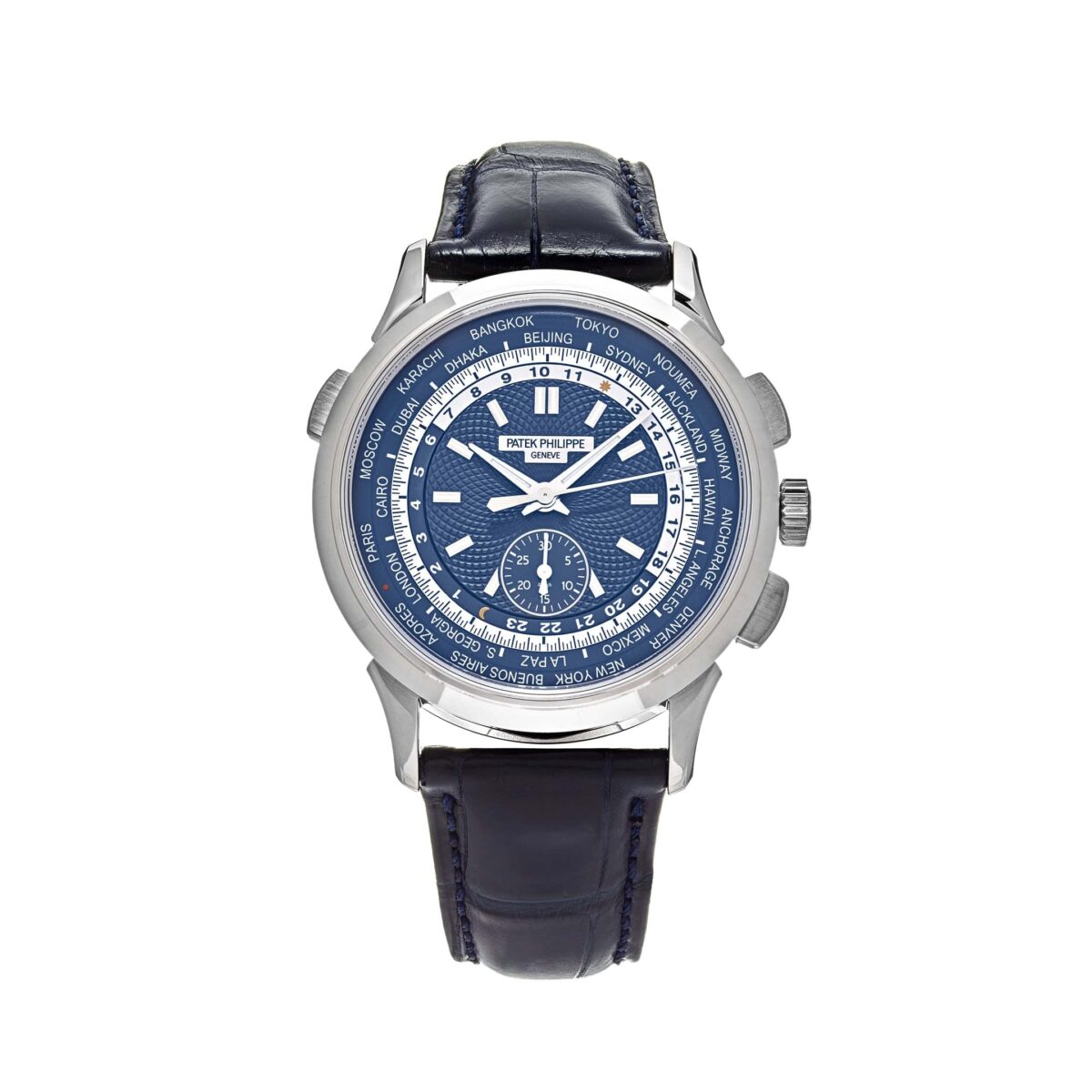 Patek Philippe Complications 5930G-010 World Time Flyback Chronograph White Gold Blue Dial (2020)