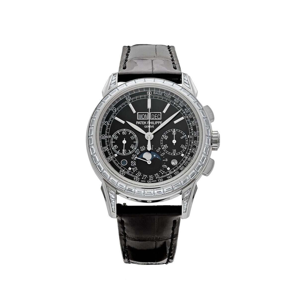 Patek Philippe Grand Complications  5271P-001  Perpetual Calendar  Platinum Black Dial Baguette Bezel