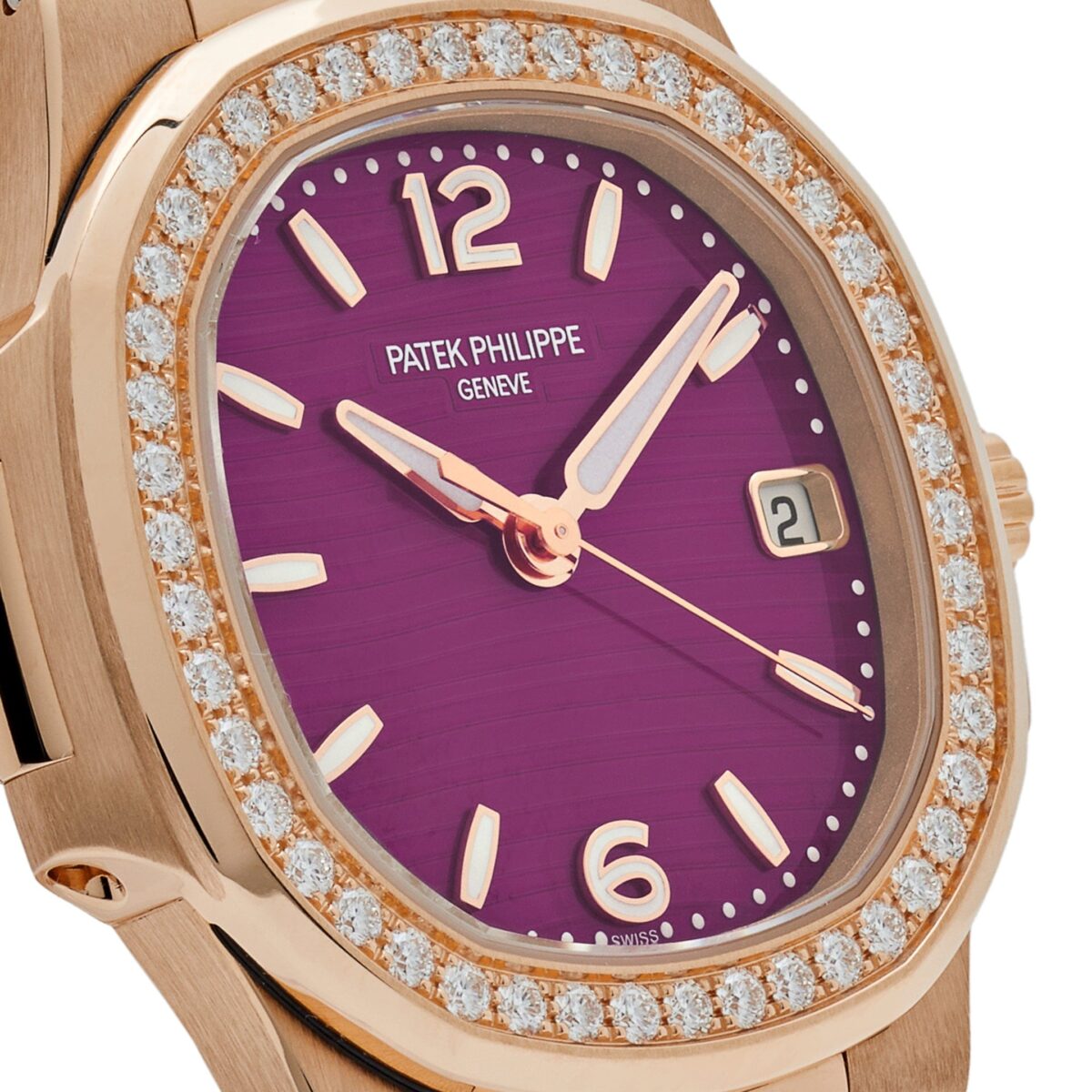 Patek Philippe Nautilus 7010/1R-013 'Ladies' Quartz Rose Gold Purple Diamond Bezel (2024) - Image 3