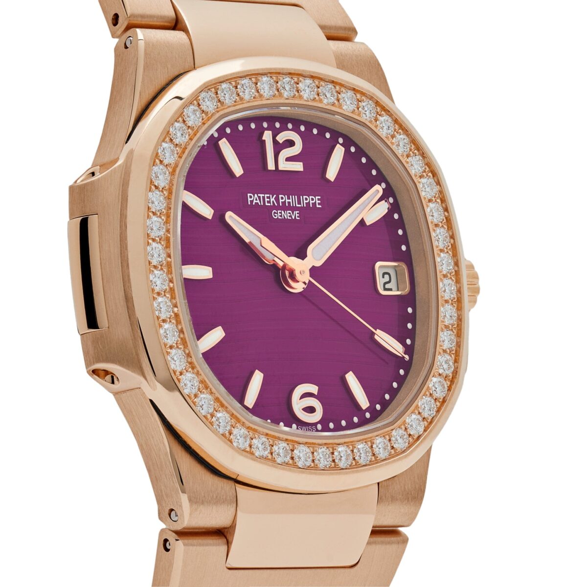 Patek Philippe Nautilus 7010/1R-013 'Ladies' Quartz Rose Gold Purple Diamond Bezel (2024) - Image 4