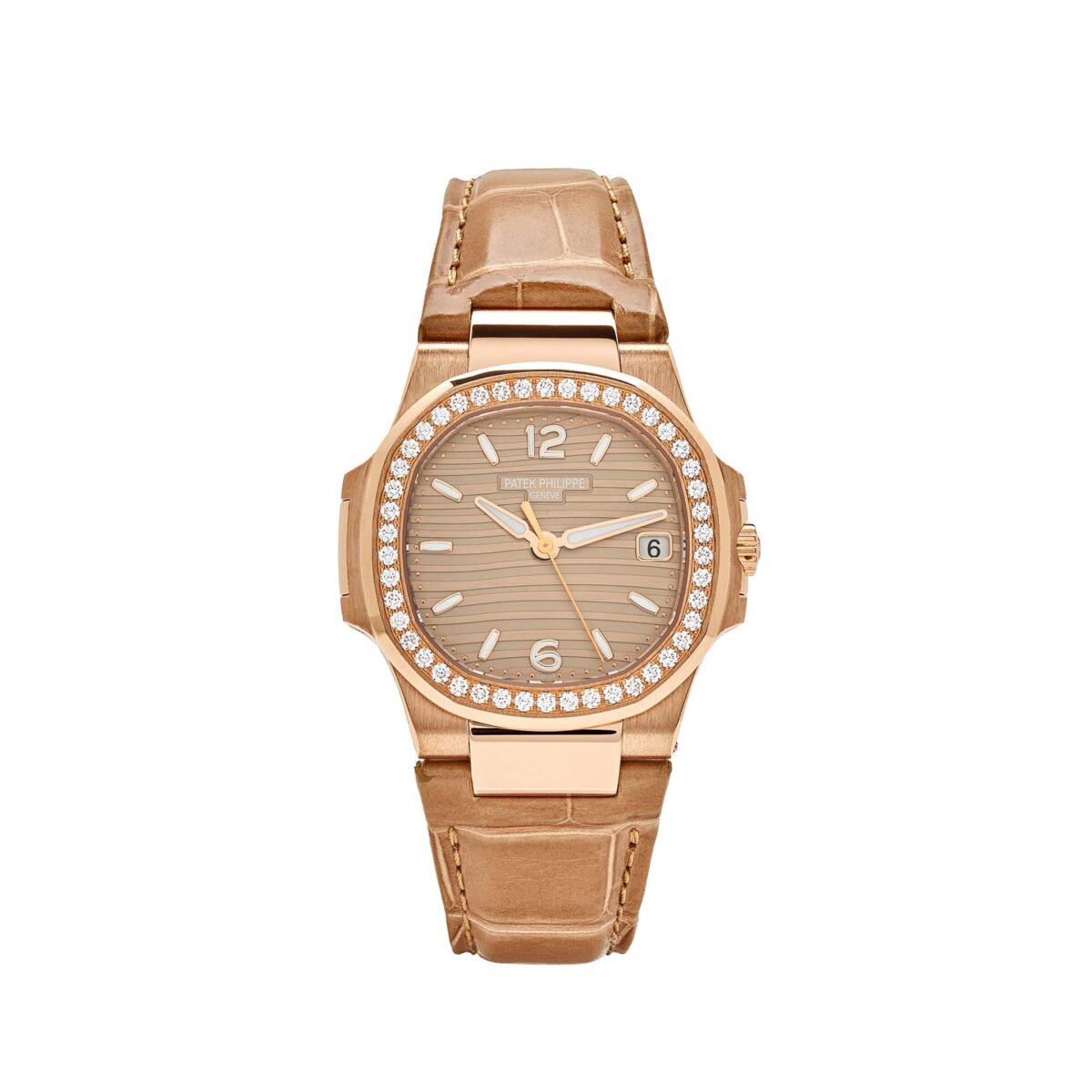 Patek Philippe Nautilus 7010R-012 'Ladies' Quartz Rose Gold Diamond Bezel