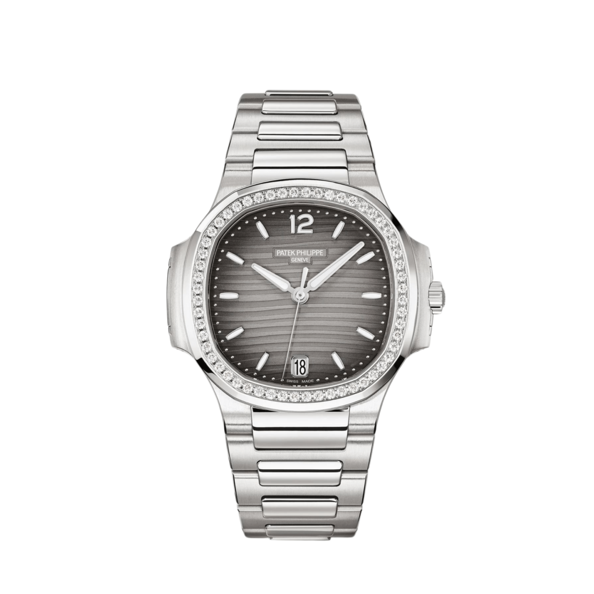 Patek Philippe Nautilus 7118/1200A-011 Ladies' Stainless Steel Gray Dial Diamond Bezel