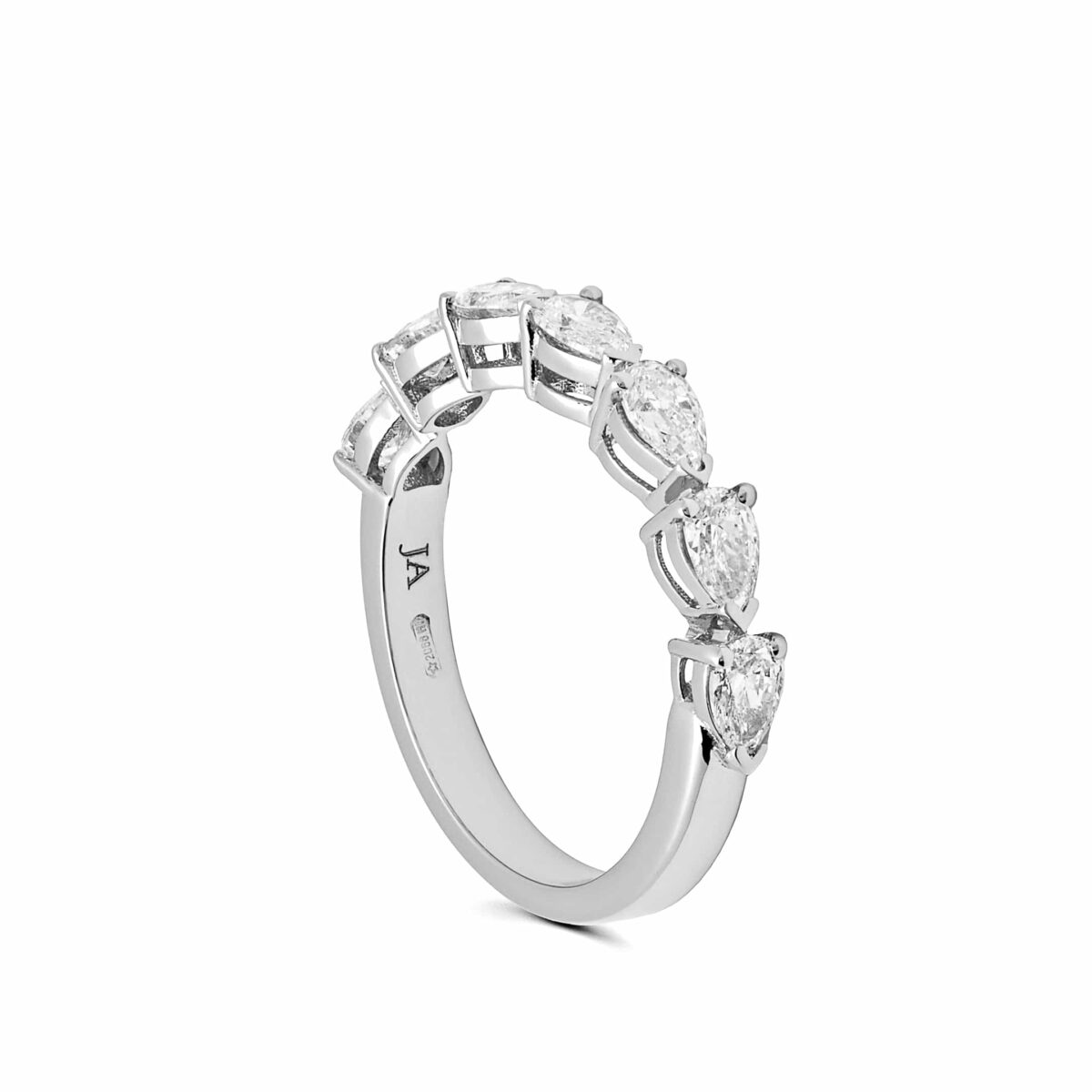 Pear-Shaped Diamond Half Eternity White Gold Band - Image 3