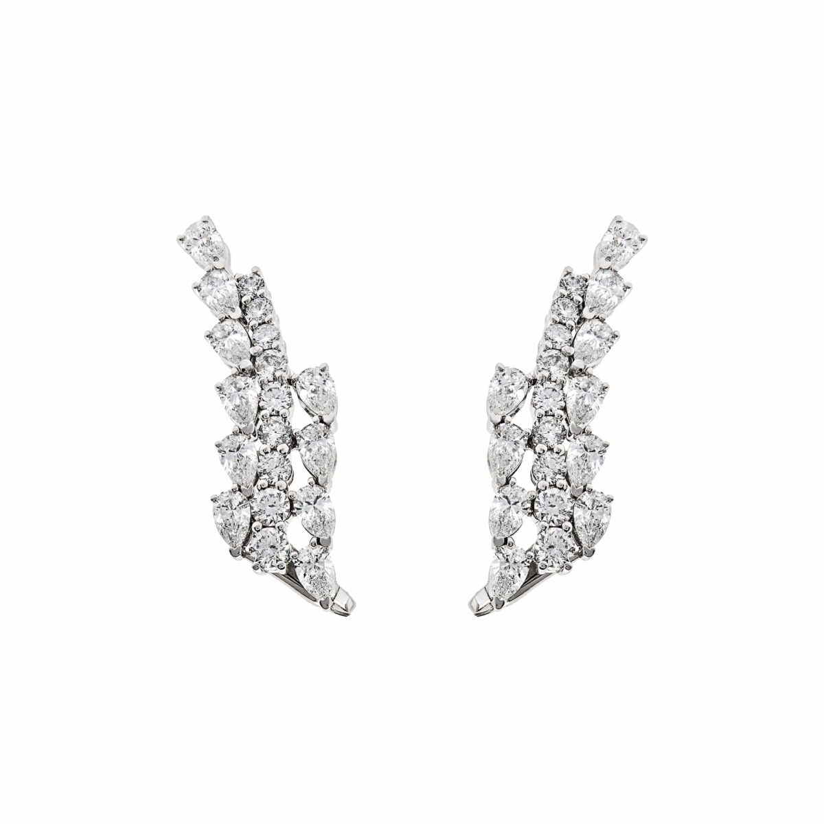 Pear-Shaped Diamond Wing Ear Climbers