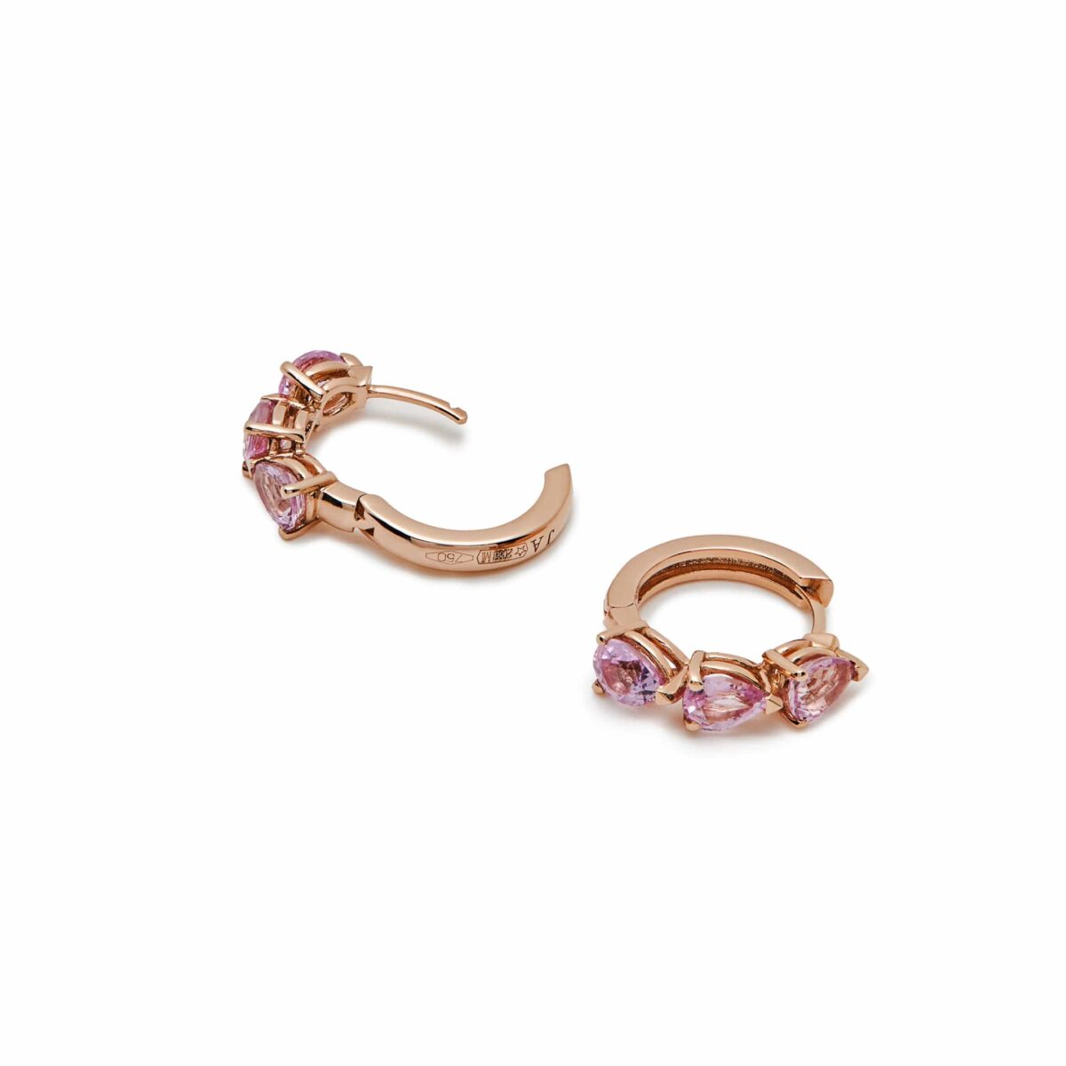 Pear-Shaped Pink Sapphire Huggies - Image 3