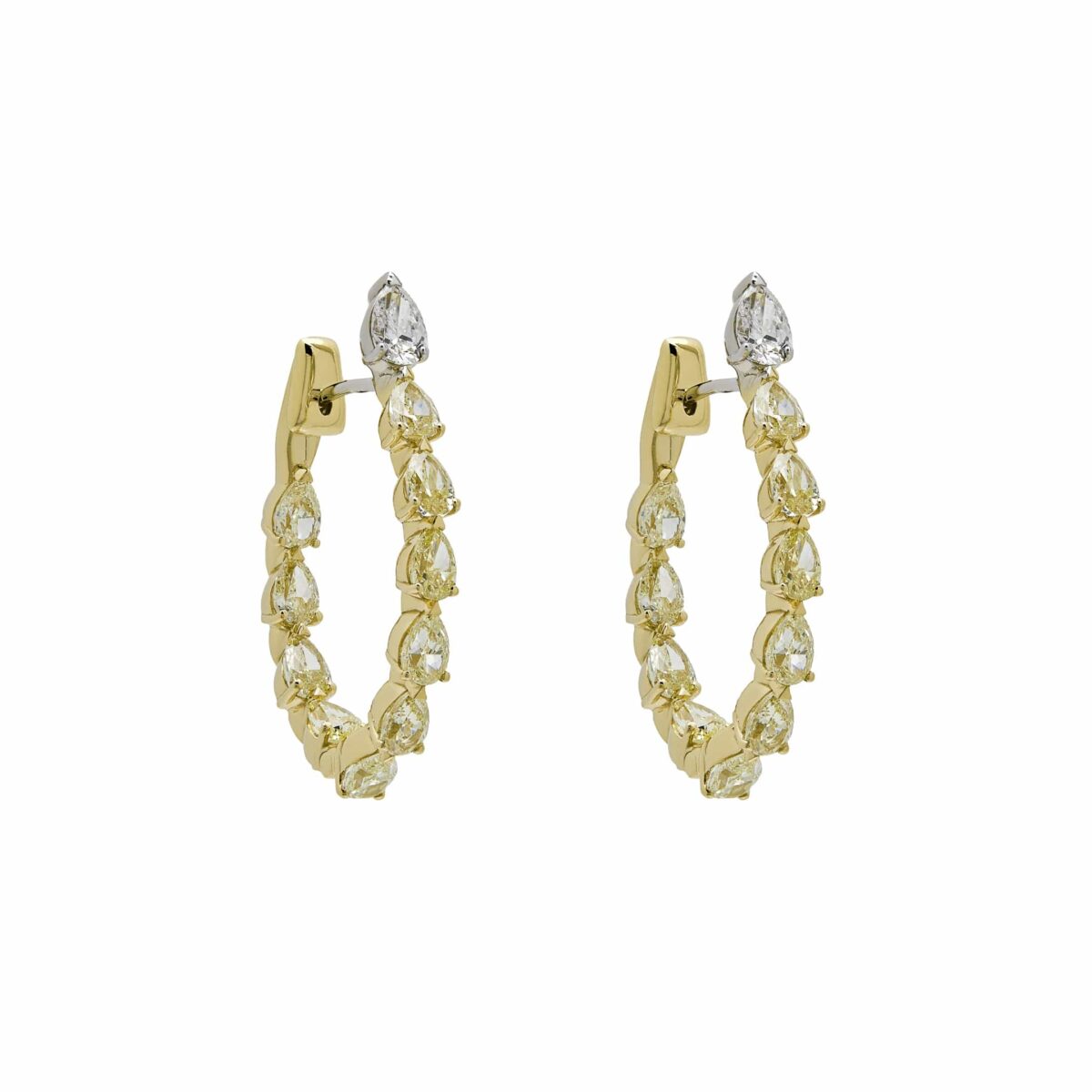 Pear-Shaped Yellow Diamond Hoop Earrings