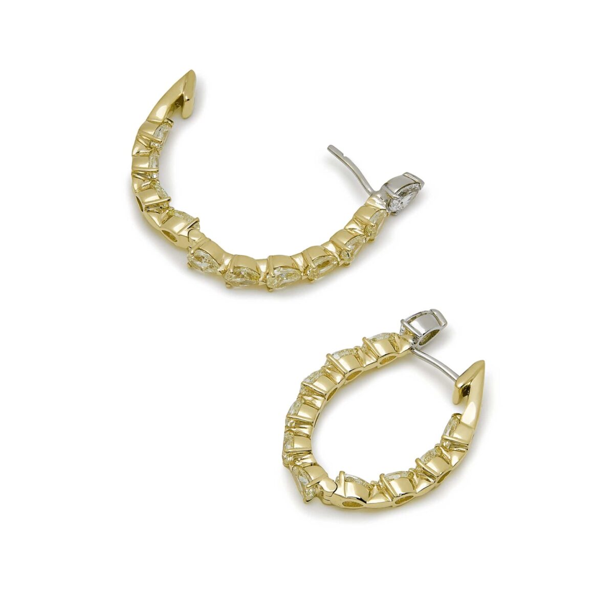 Pear-Shaped Yellow Diamond Hoop Earrings - Image 3