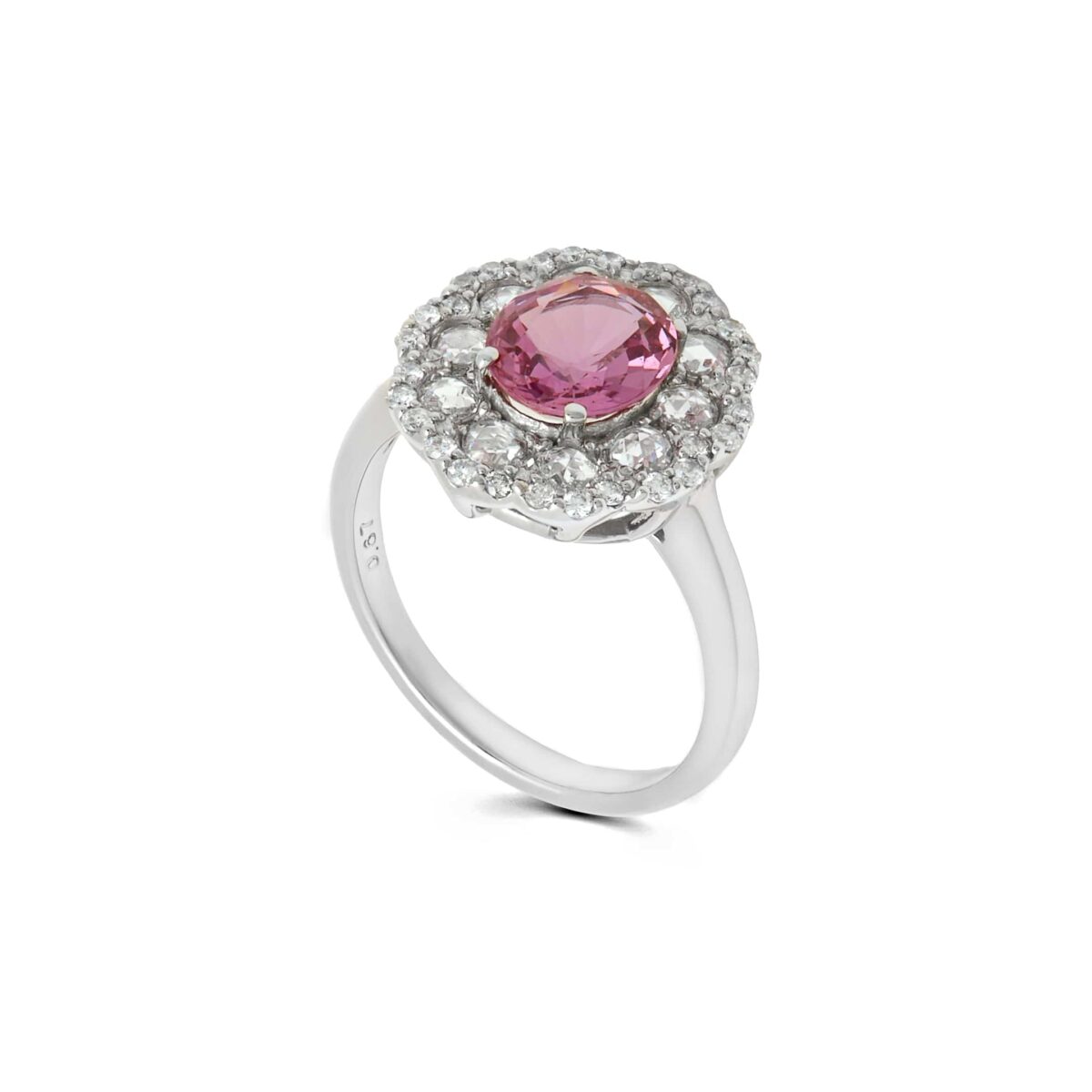 Pink Sapphire and Diamond Cluster Ring - Image 3