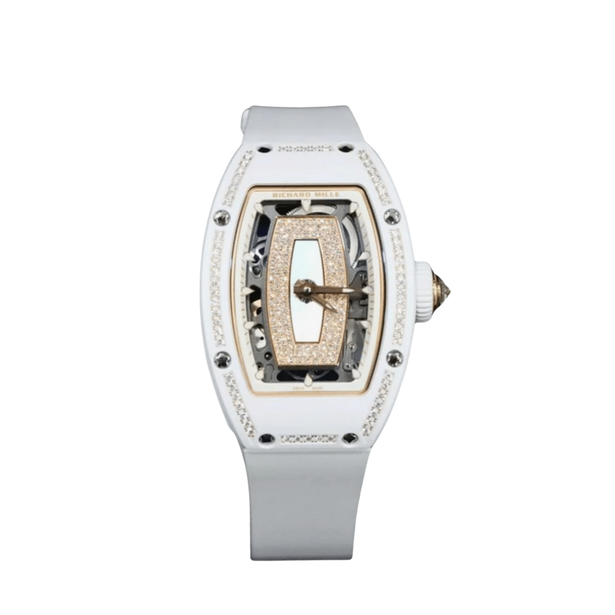 Richard Mille RM 07-01 White Ceramic Rose Gold Jasper Mother of Pearl Dial Diamond Bezel