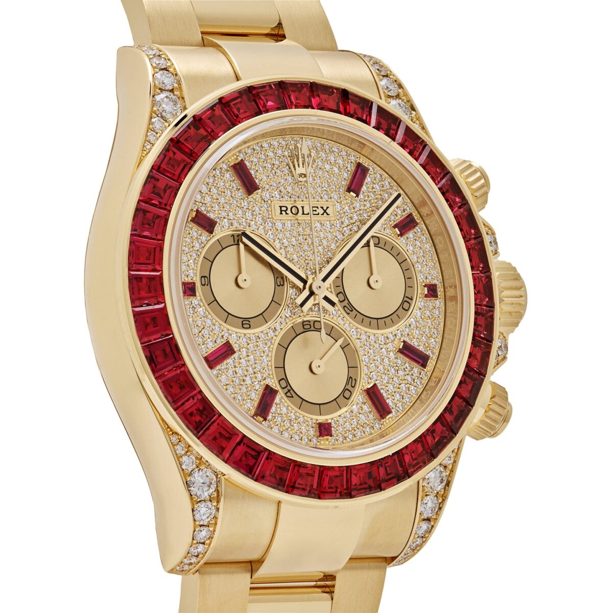 Rolex Daytona 126598TRU Yellow Gold Ruby Bezel Diamond Pave Dial - Image 3