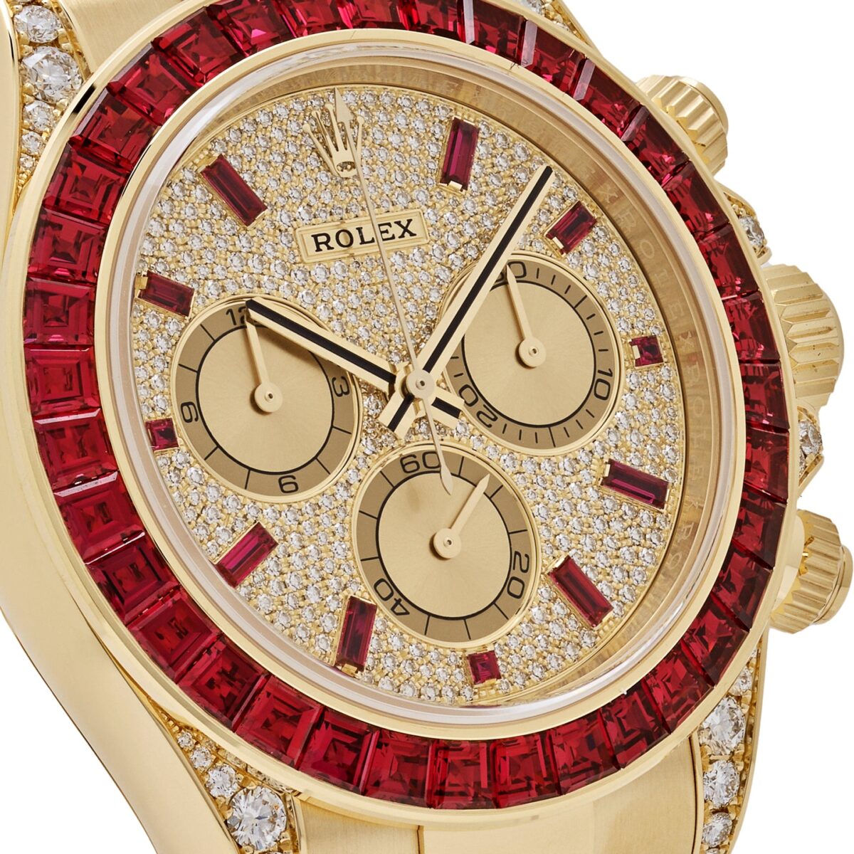 Rolex Daytona 126598TRU Yellow Gold Ruby Bezel Diamond Pave Dial - Image 4