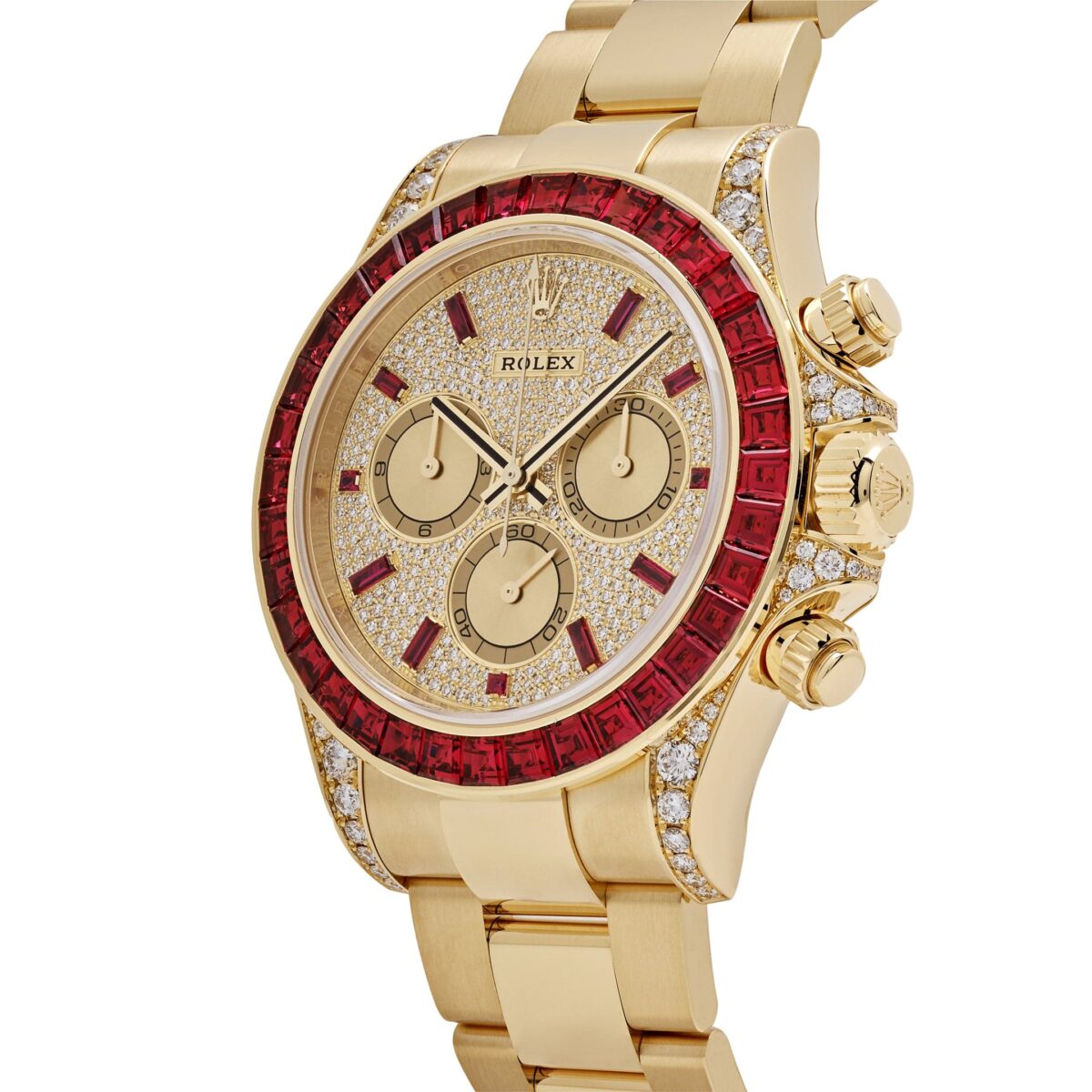 Rolex Daytona 126598TRU Yellow Gold Ruby Bezel Diamond Pave Dial - Image 5