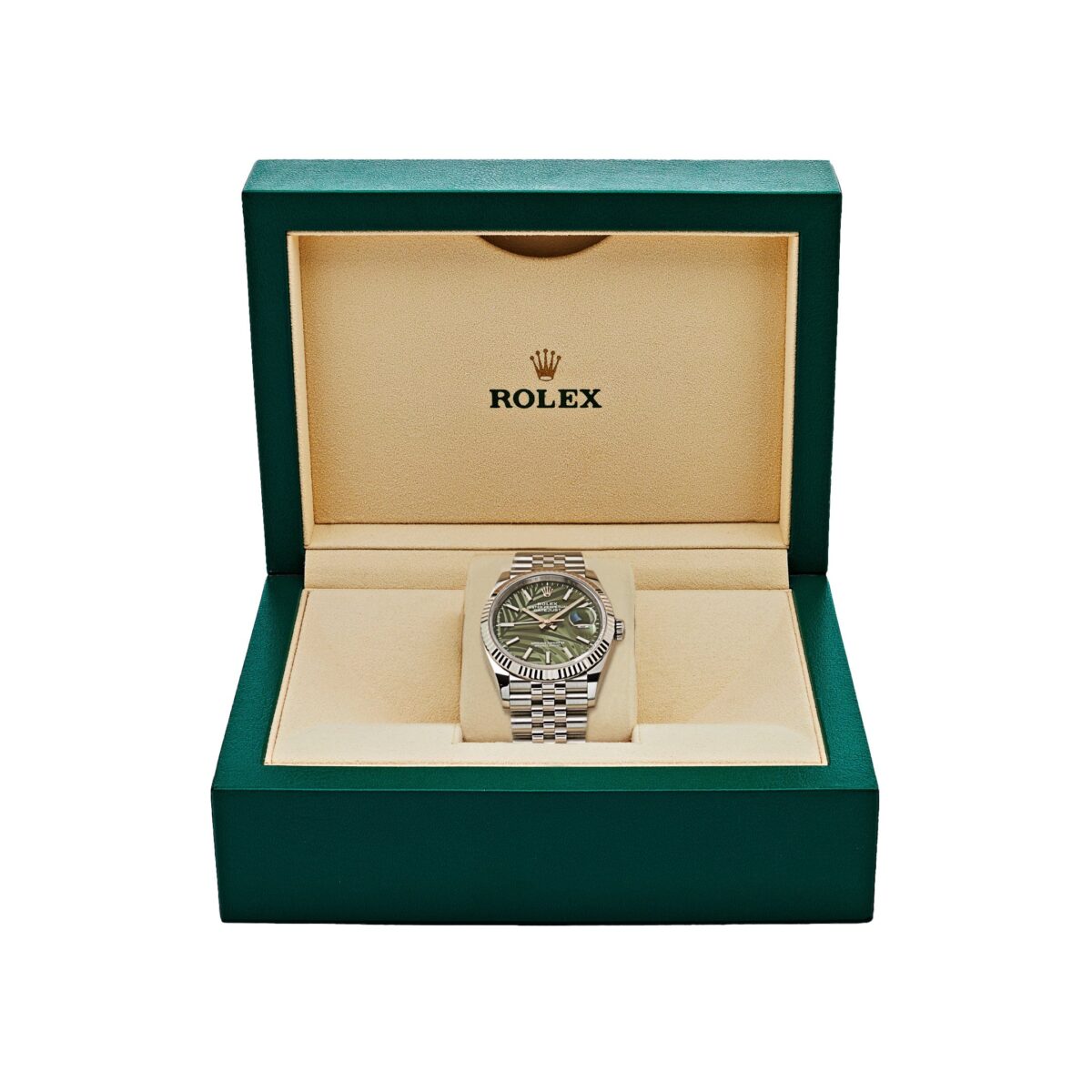 Rolex Datejust 126234 White Gold Stainless Steel Olive Green Palm Motif Dial - Image 9