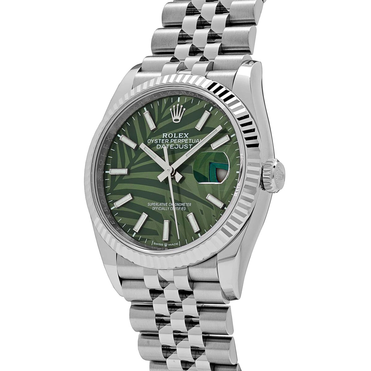 Rolex Datejust 126234 White Gold Stainless Steel Olive Green Palm Motif Dial - Image 5