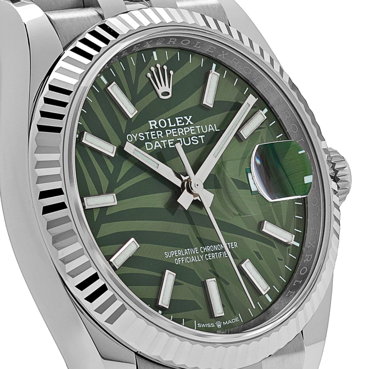 Rolex Datejust 126234 White Gold Stainless Steel Olive Green Palm Motif Dial - Image 6