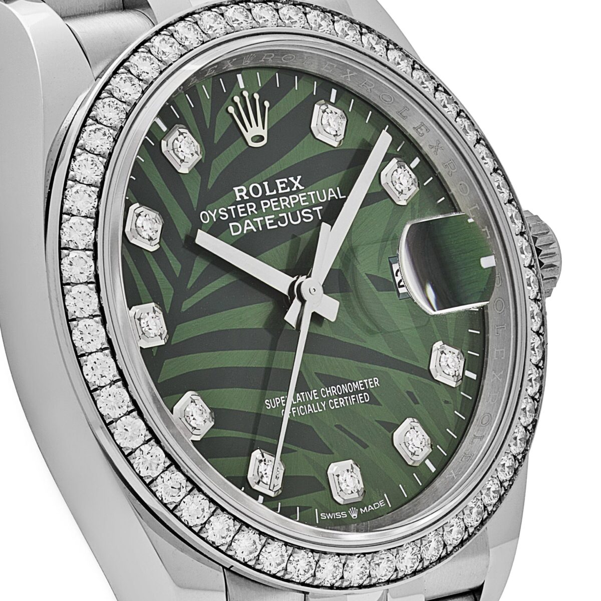 Rolex Datejust 126284RBR Stainless Steel Green Palm Frond Diamond Dial Diamond Bezel - Image 5