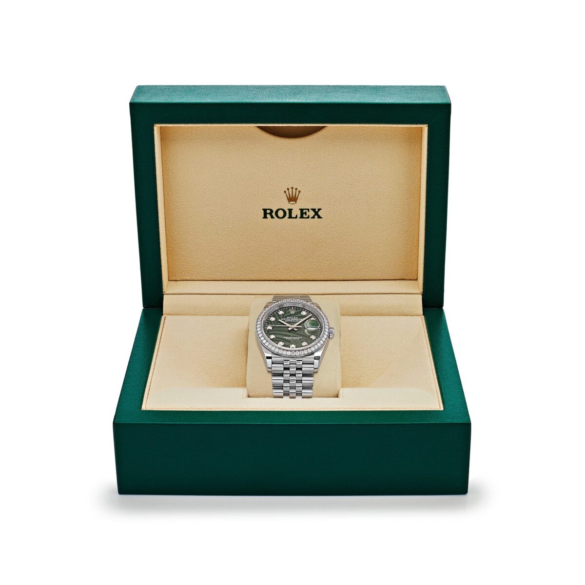 Rolex Datejust 126284RBR Stainless Steel Green Palm Frond Diamond Dial Diamond Bezel - Image 7