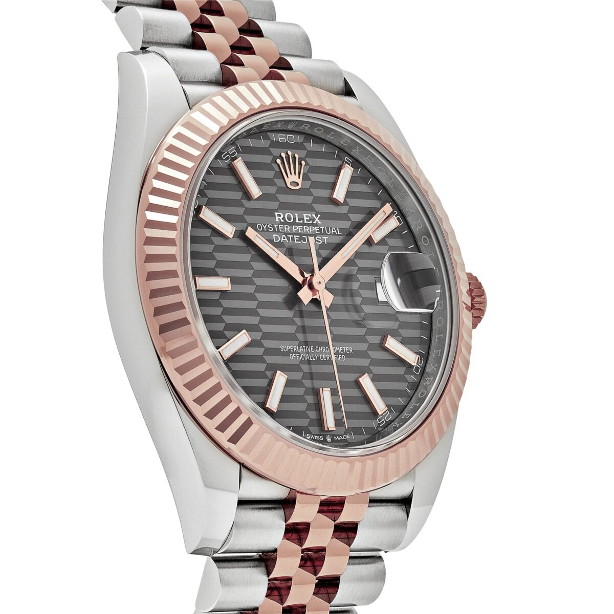 Rolex Datejust 126331 Rose Gold Stainless Steel Rhodium Slate Fluted Motif Dial Jubilee (2023) - Image 3