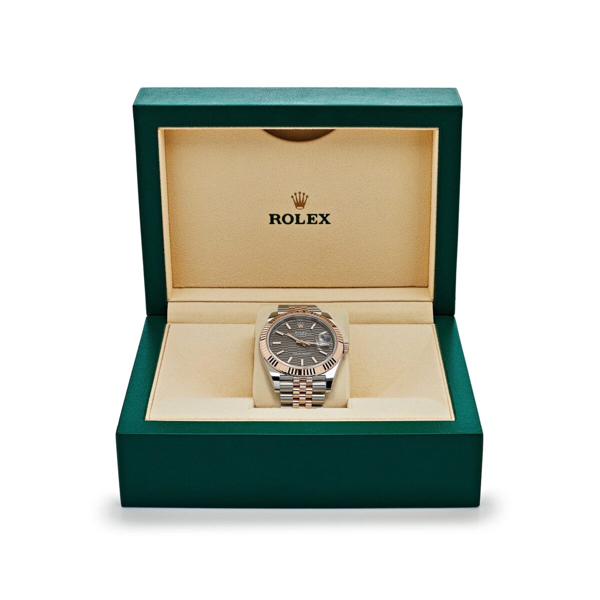 Rolex Datejust 126331 Rose Gold Stainless Steel Rhodium Slate Fluted Motif Dial Jubilee (2023) - Image 7