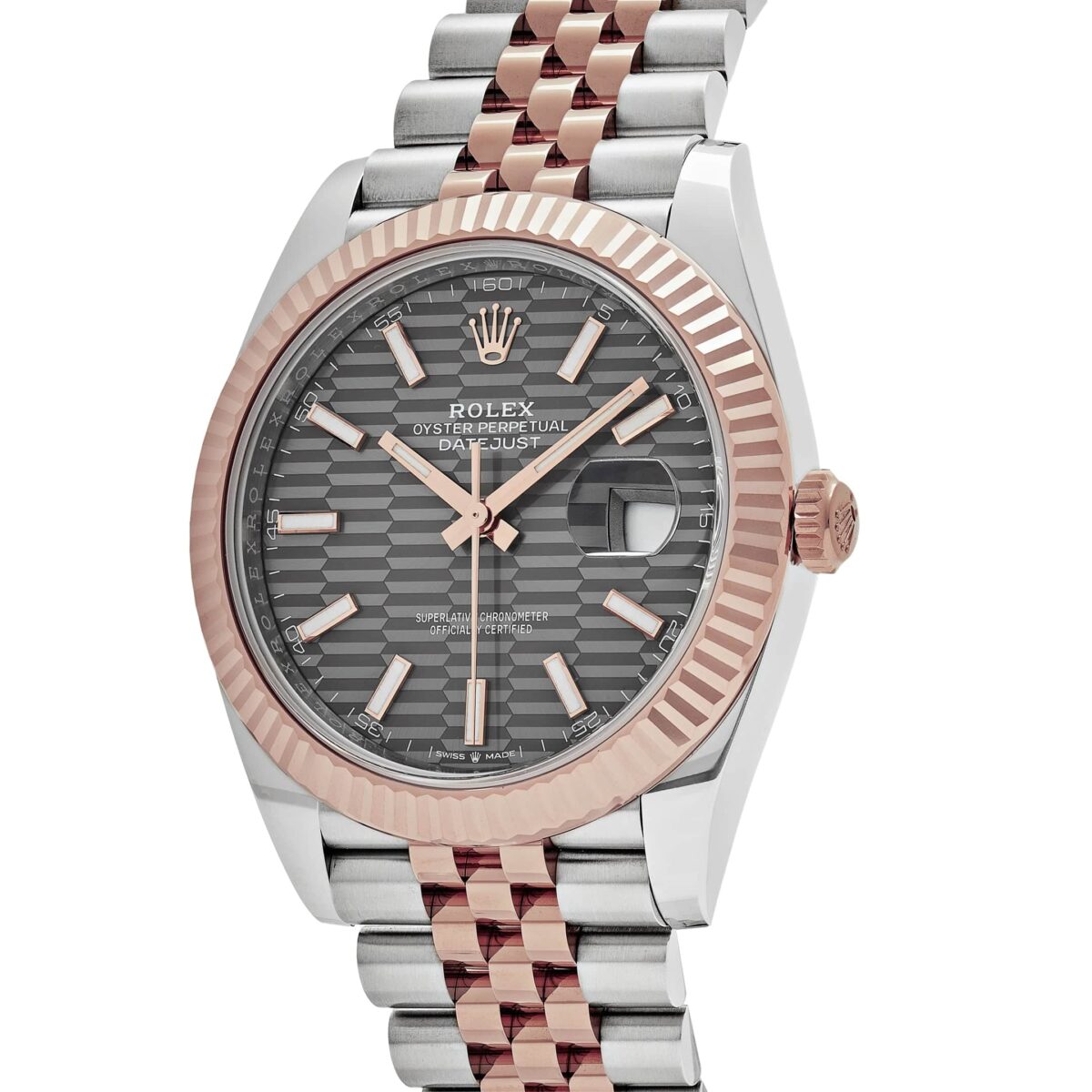 Rolex Datejust 126331 Rose Gold Stainless Steel Rhodium Slate Fluted Motif Dial Jubilee (2023) - Image 4