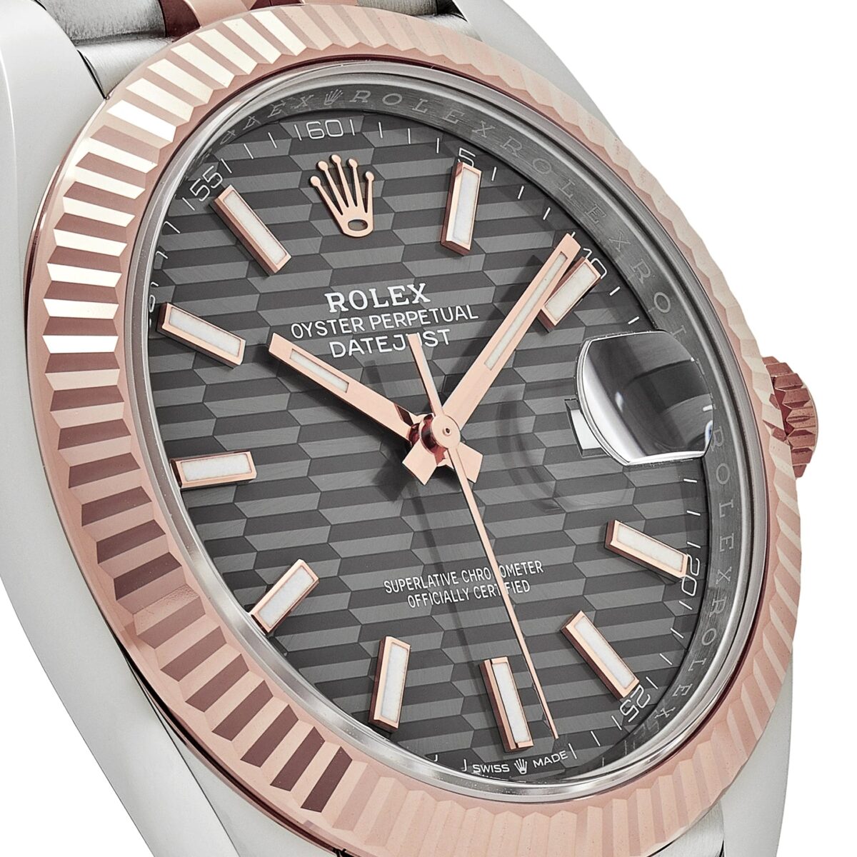 Rolex Datejust 126331 Rose Gold Stainless Steel Rhodium Slate Fluted Motif Dial Jubilee (2023) - Image 5