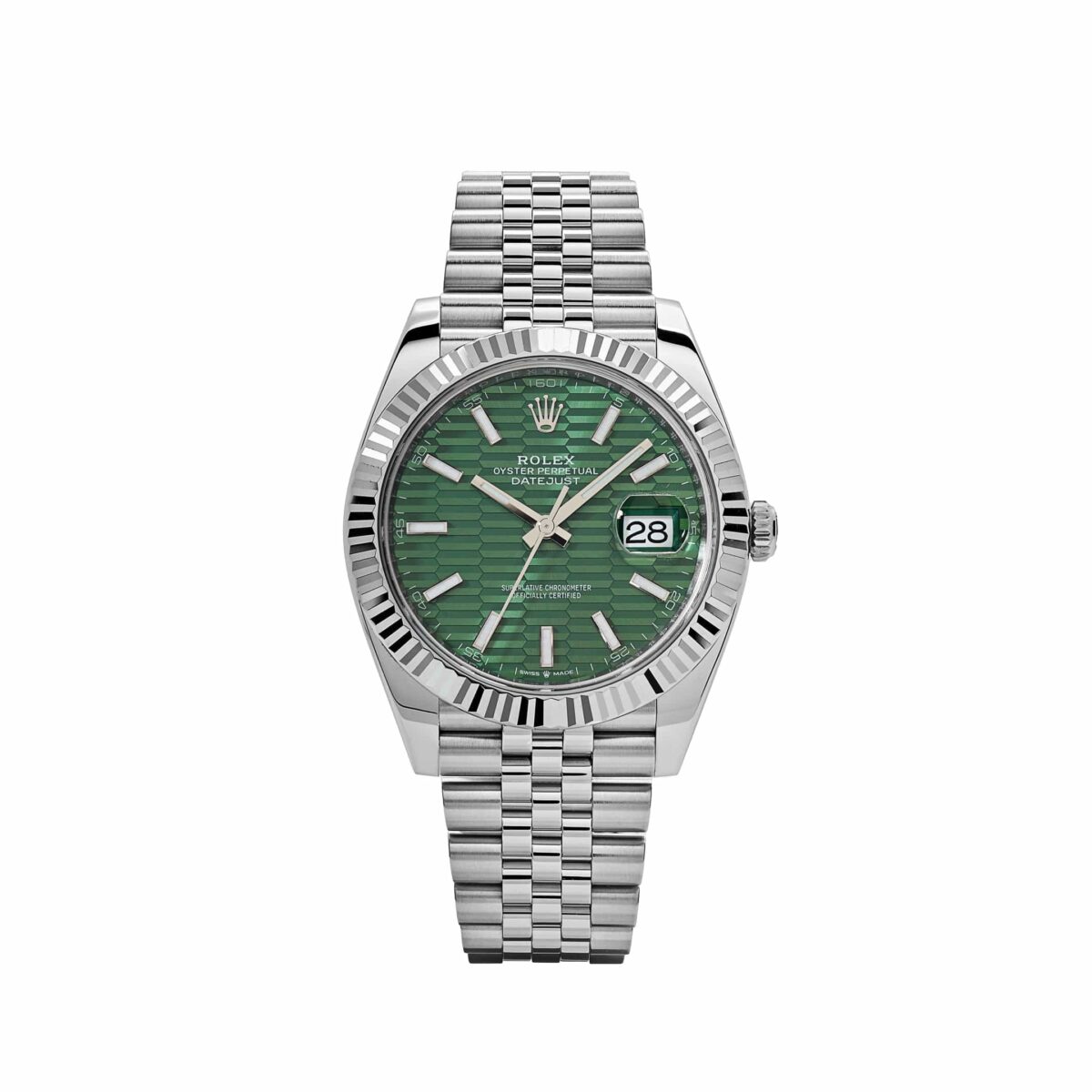 Rolex Datejust 126334 Stainless Steel Fluted Motif Green Dial Jubilee (2022)