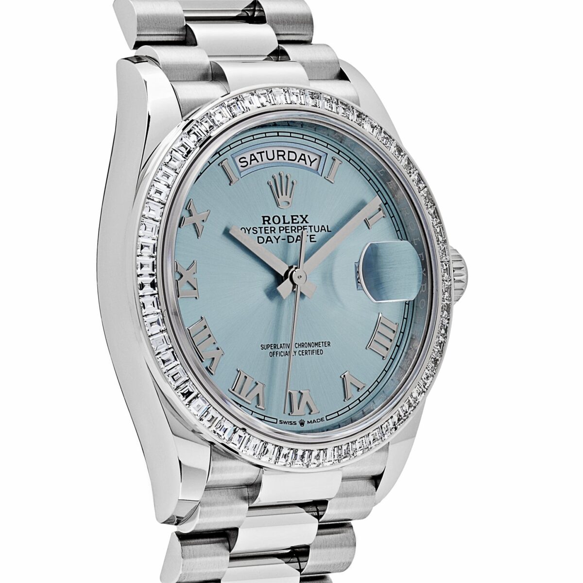 Rolex Day-Date 128396TBR Platinum Ice Blue Dial Diamond Bezel (2024) - Image 3