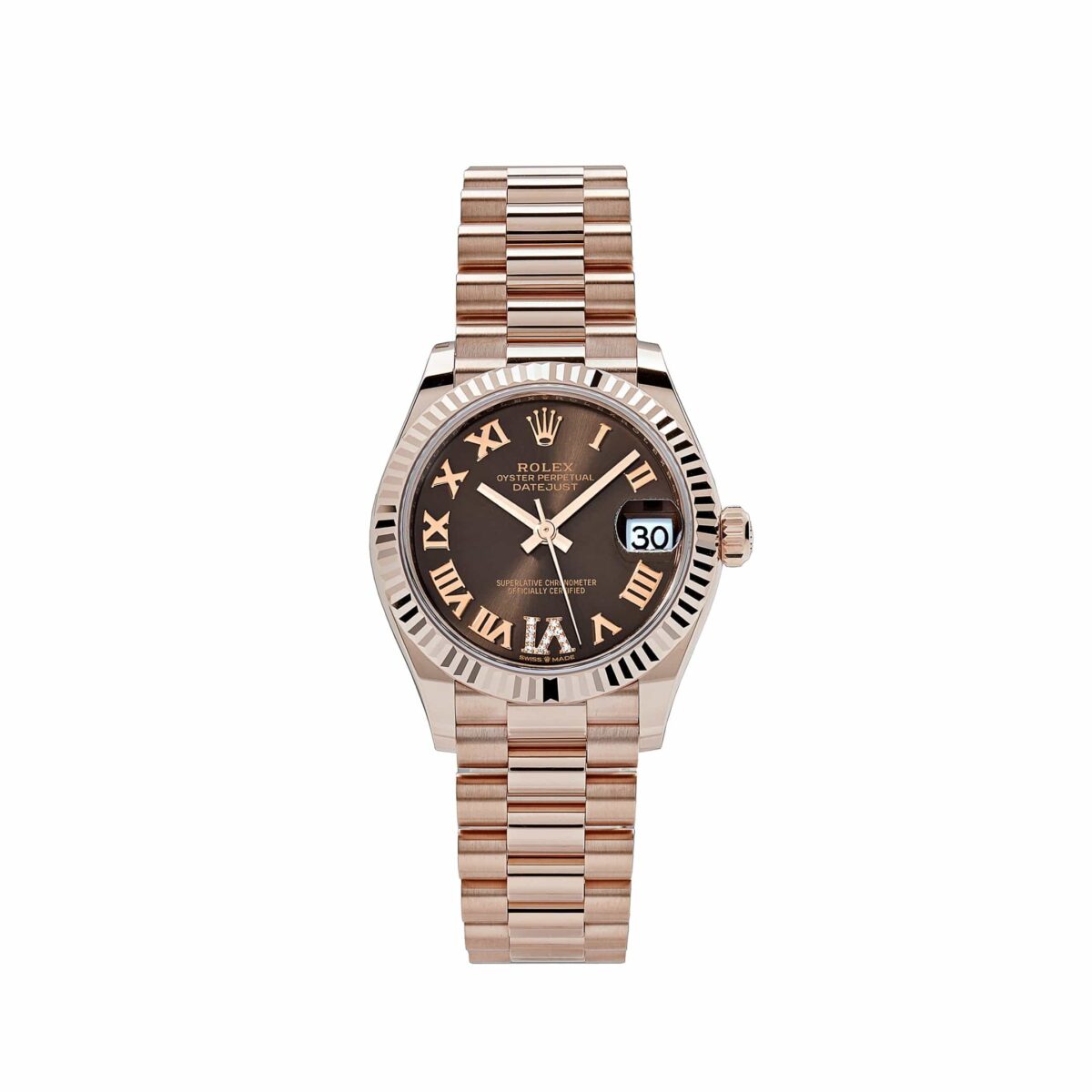 Rolex Datejust 278275 Rose Gold Diamond Chocolate Dial President (2024)