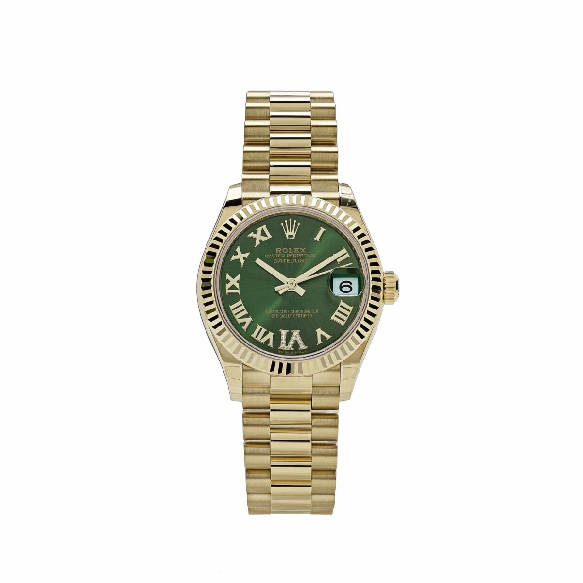 Rolex Datejust 278278 Yellow Gold Diamond Green Dial President (2023)