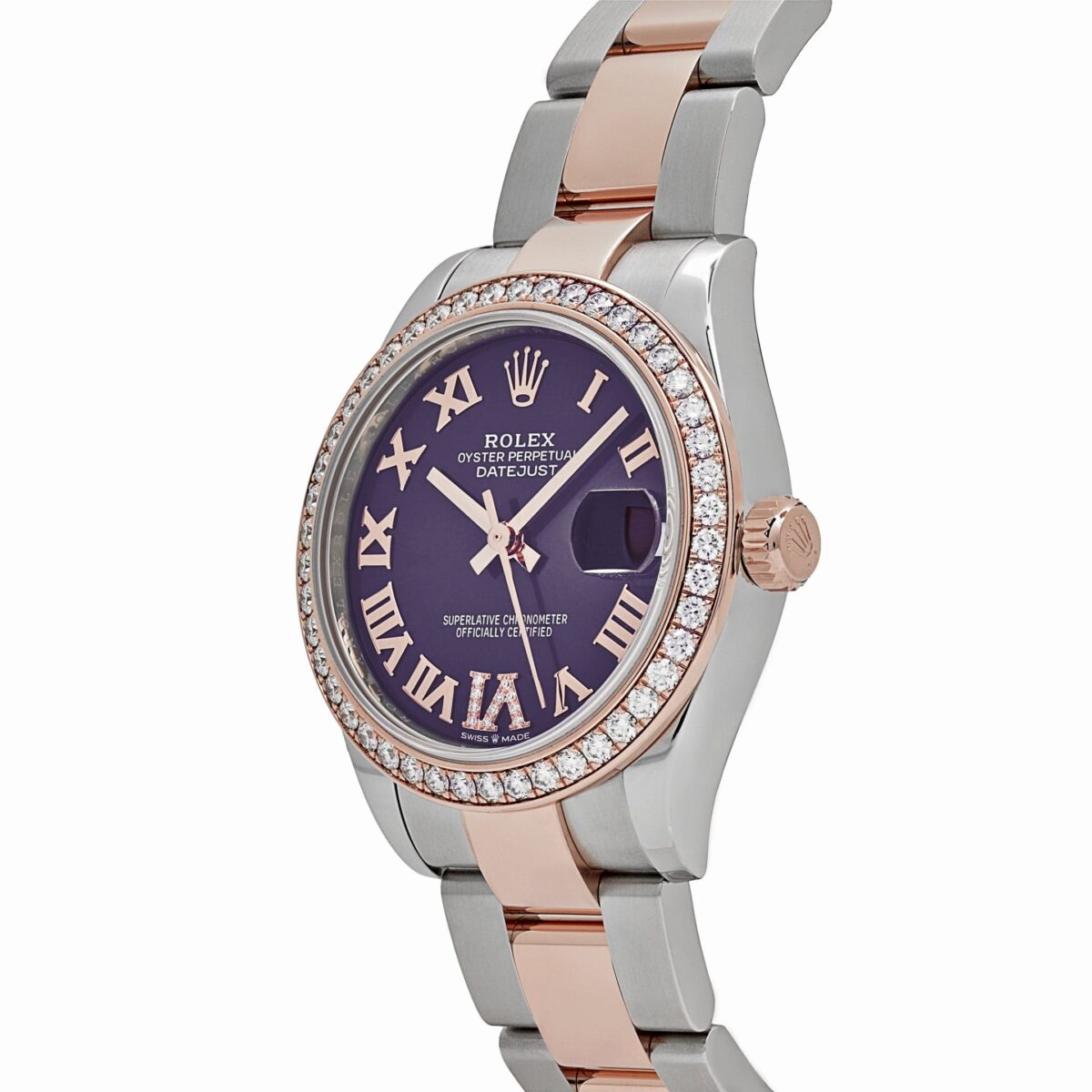 Rolex Datejust 278381RBR 'Ladies' Stainless Steel Rose Gold Aubergine Purple Dial Diamond Bezel Oyster (2022) - Image 3