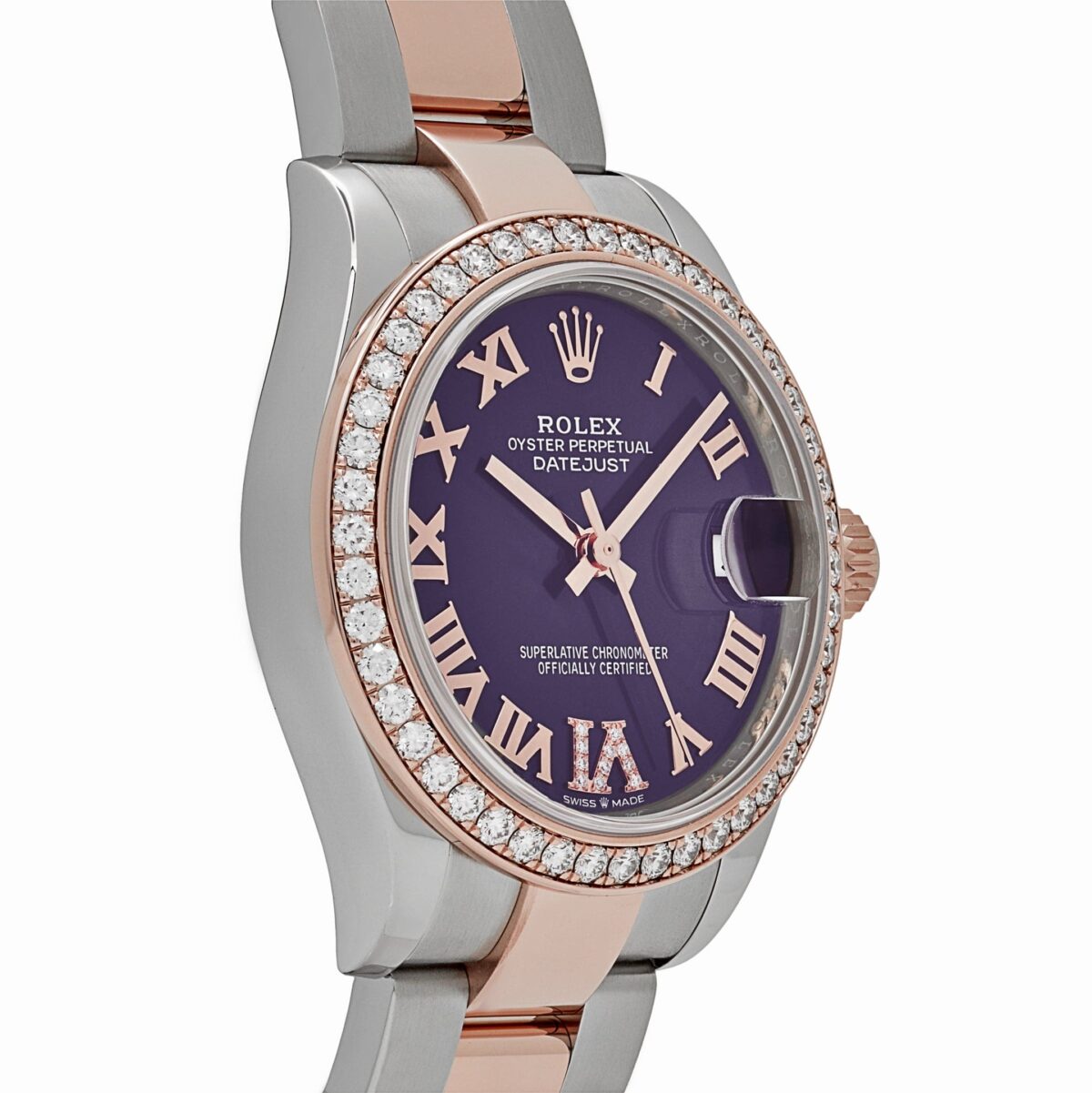 Rolex Datejust 278381RBR 'Ladies' Stainless Steel Rose Gold Aubergine Purple Dial Diamond Bezel Oyster (2022) - Image 4