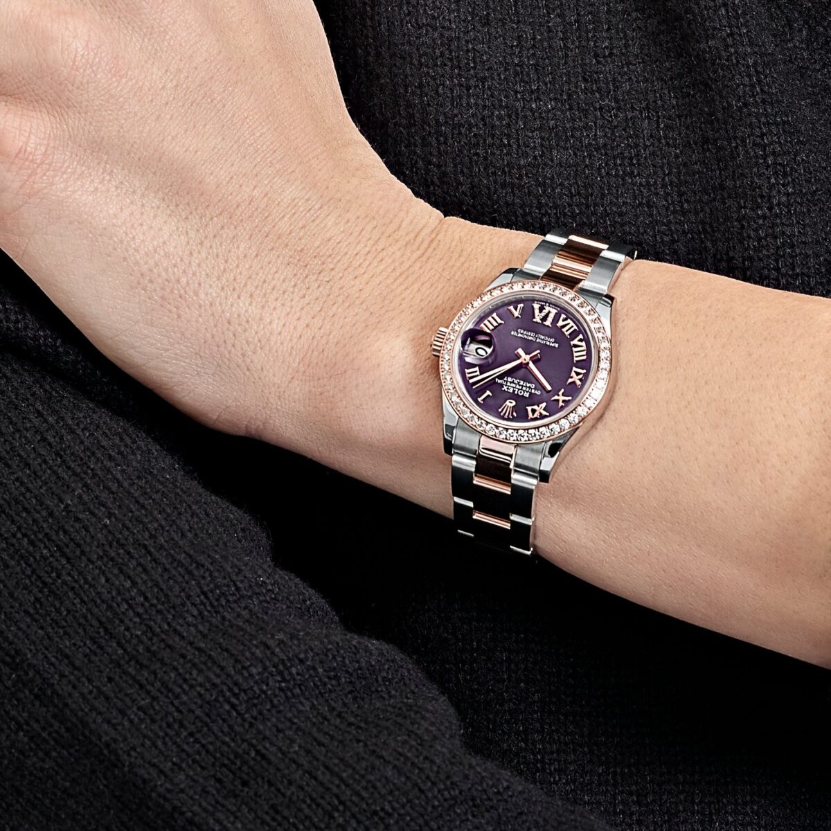 Rolex Datejust 278381RBR 'Ladies' Stainless Steel Rose Gold Aubergine Purple Dial Diamond Bezel Oyster (2022) - Image 2