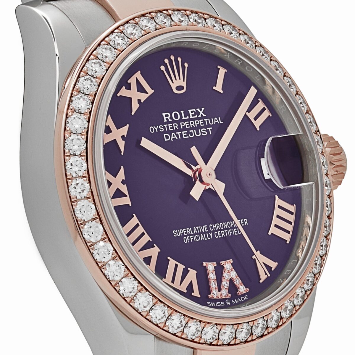 Rolex Datejust 278381RBR 'Ladies' Stainless Steel Rose Gold Aubergine Purple Dial Diamond Bezel Oyster (2022) - Image 5